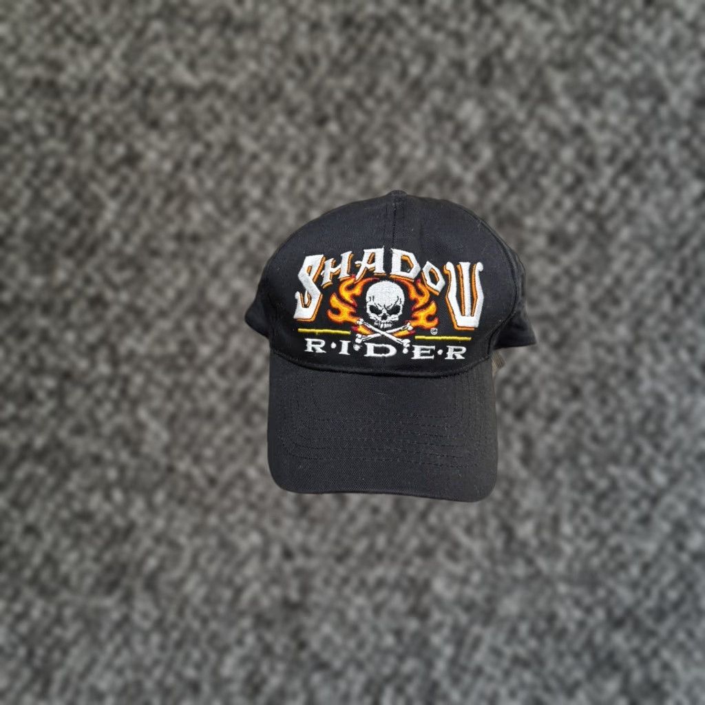 Vintage VINTAGE National Shadow Rider Hat Cap One Size Men Black Skull Biker Motorcycle Blaze Skull Cap Size 44L - 1 Thumbnail