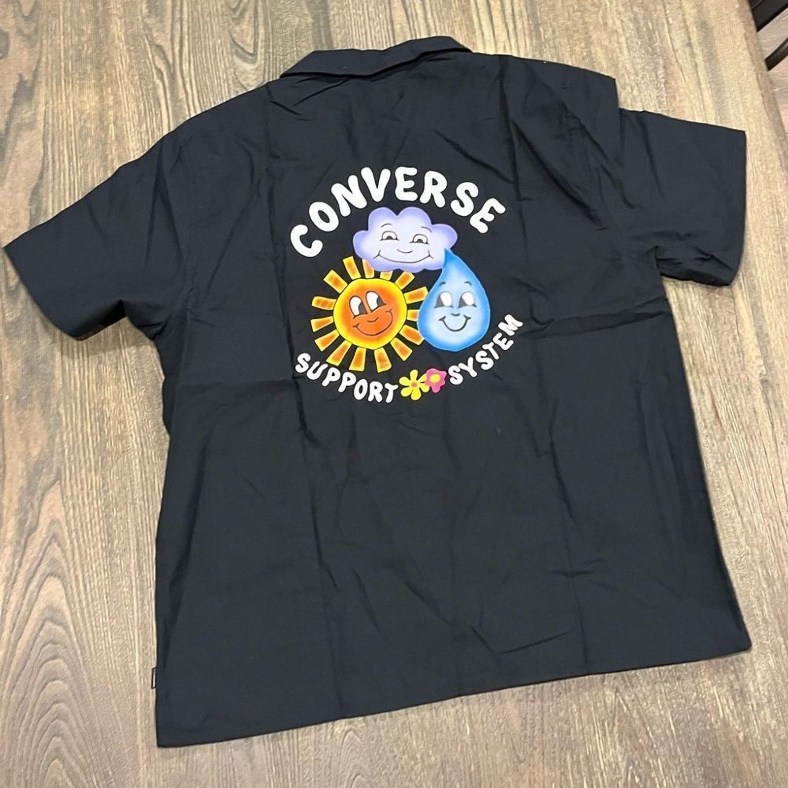 Converse NWT Converse Button-Up Shirt Back Print Short Sleeve Black M Size US M / EU 48-50 / 2 - 5 Thumbnail