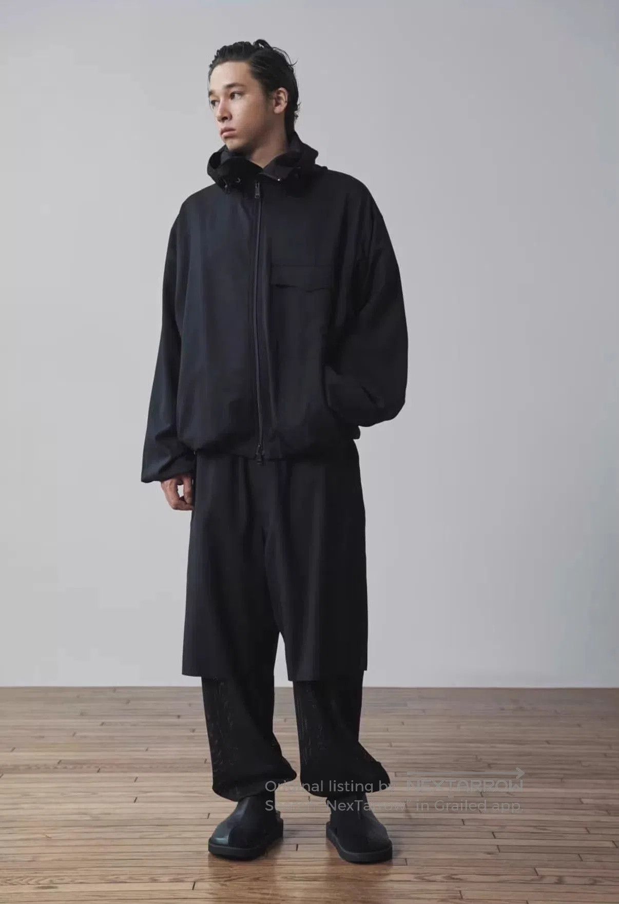 Yohji Yamamoto Black Hooded Zip-Up Jacket Size L. Size US L / EU 52-54 / 3 - 4 Thumbnail