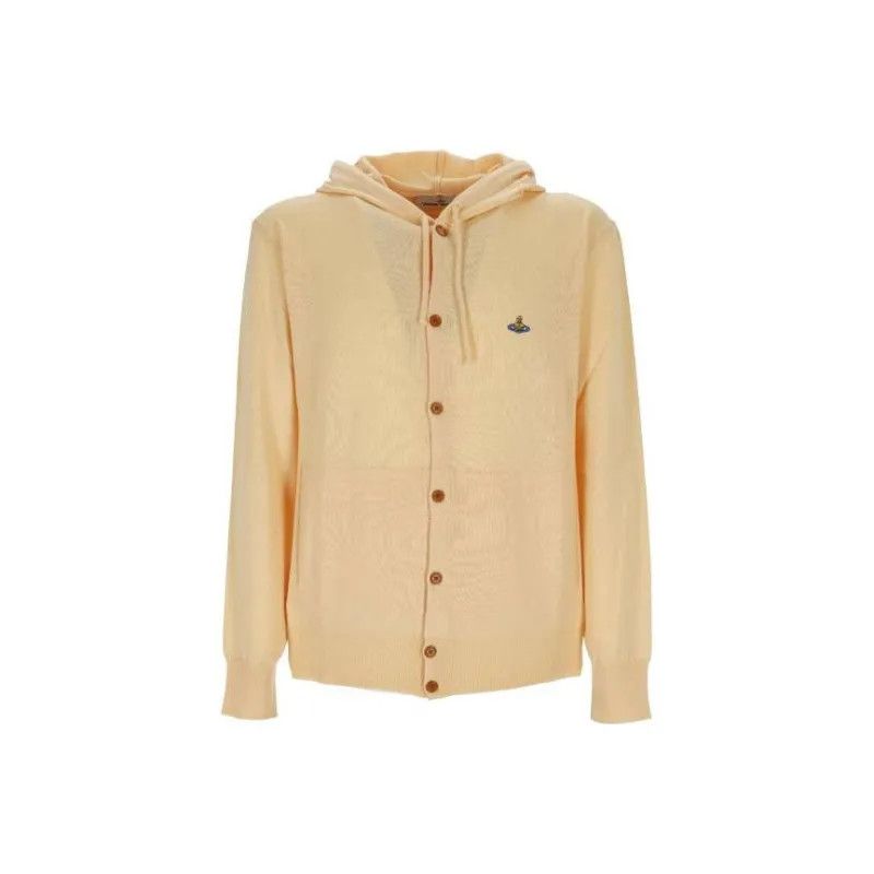 Vivienne Westwood o1y0525 Logo Hooded Cardigan in Light Yellow Size US XL / EU 56 / 4 - 1 Thumbnail
