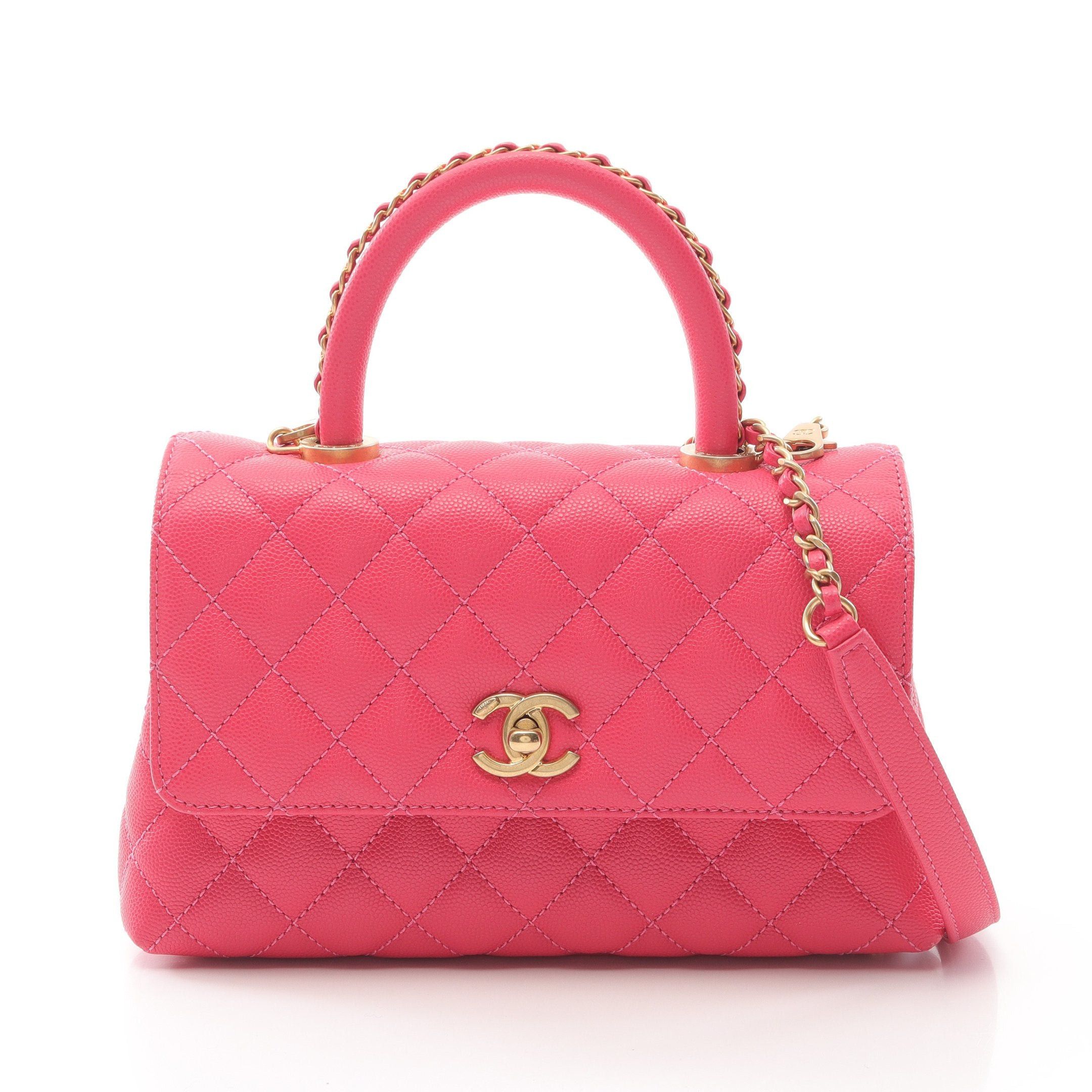 Chanel Chanel Coco Handle Flap Matelasse Handbag Caviar Skin Pink Gold Hardware Size ONE SIZE - 1 Thumbnail