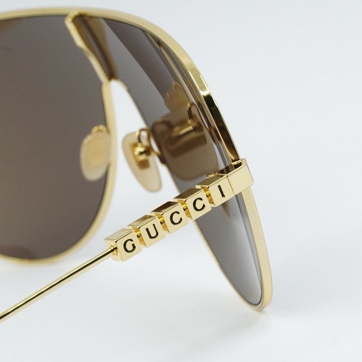 Gucci Gucci GG1436S 002 Sunglasses Gold Shield Frame, Brown Lenses Size ONE SIZE - 9 Thumbnail