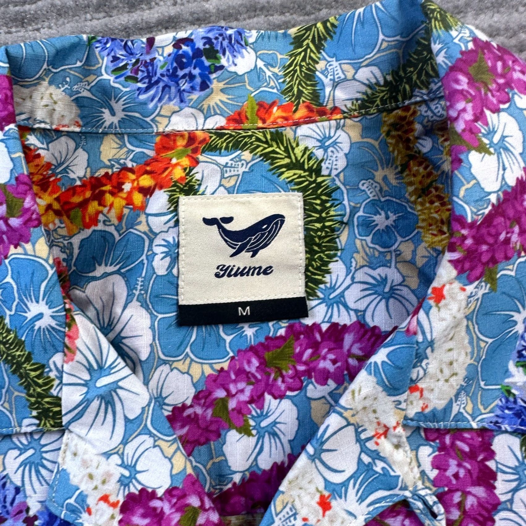 Vintage Yiume Shirt Mens M Blue Floral Hawaiian Button-Up Cotton Short Sleeve Casual Party/Cocktail Size US M / EU 48-50 / 2 - 6 Thumbnail