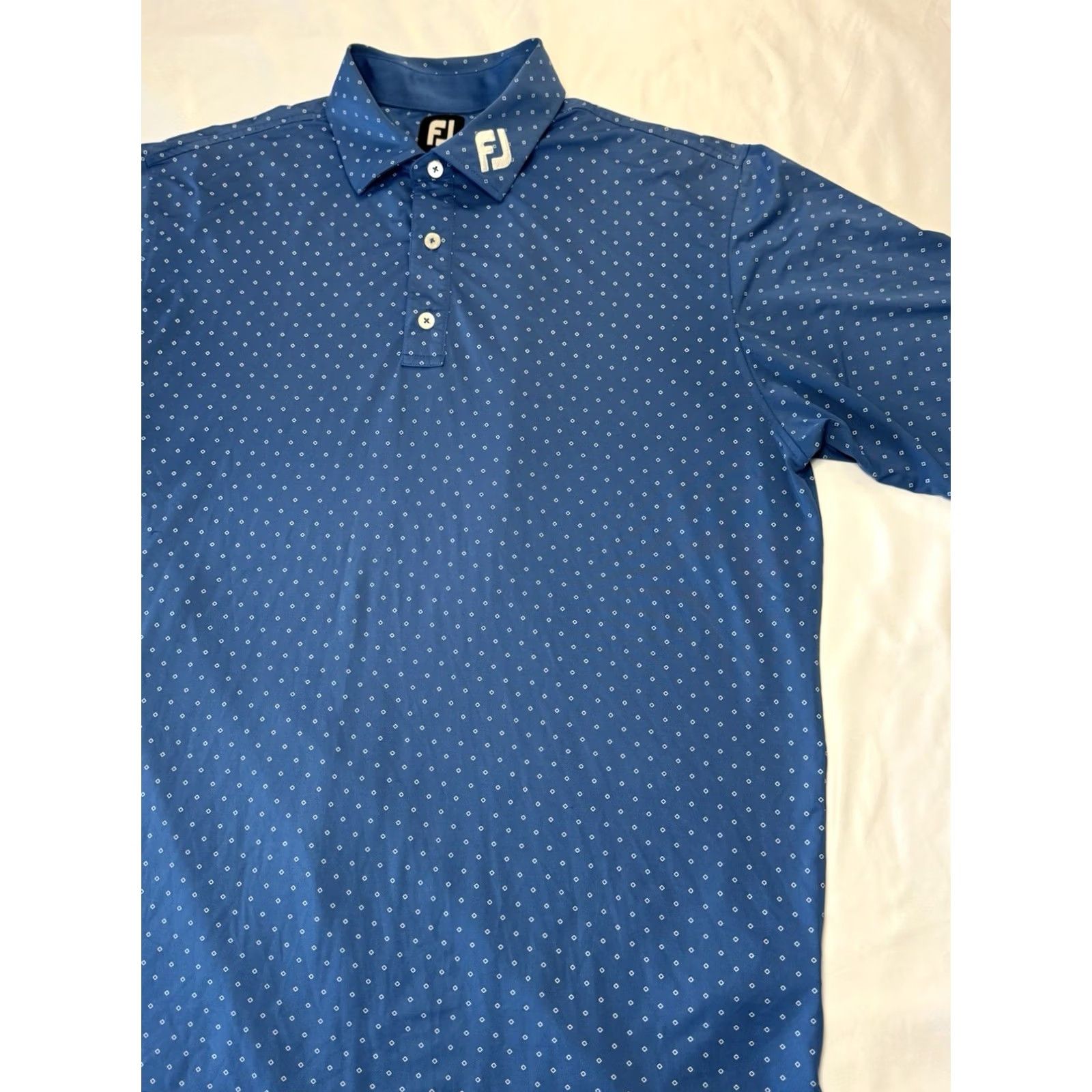 Footjoy FootJoy Polo Shirt Blue White Diamond All Over Print AOP Golf Short Sleeve Regular Mens L Size US L / EU 52-54 / 3 - 2 Thumbnail