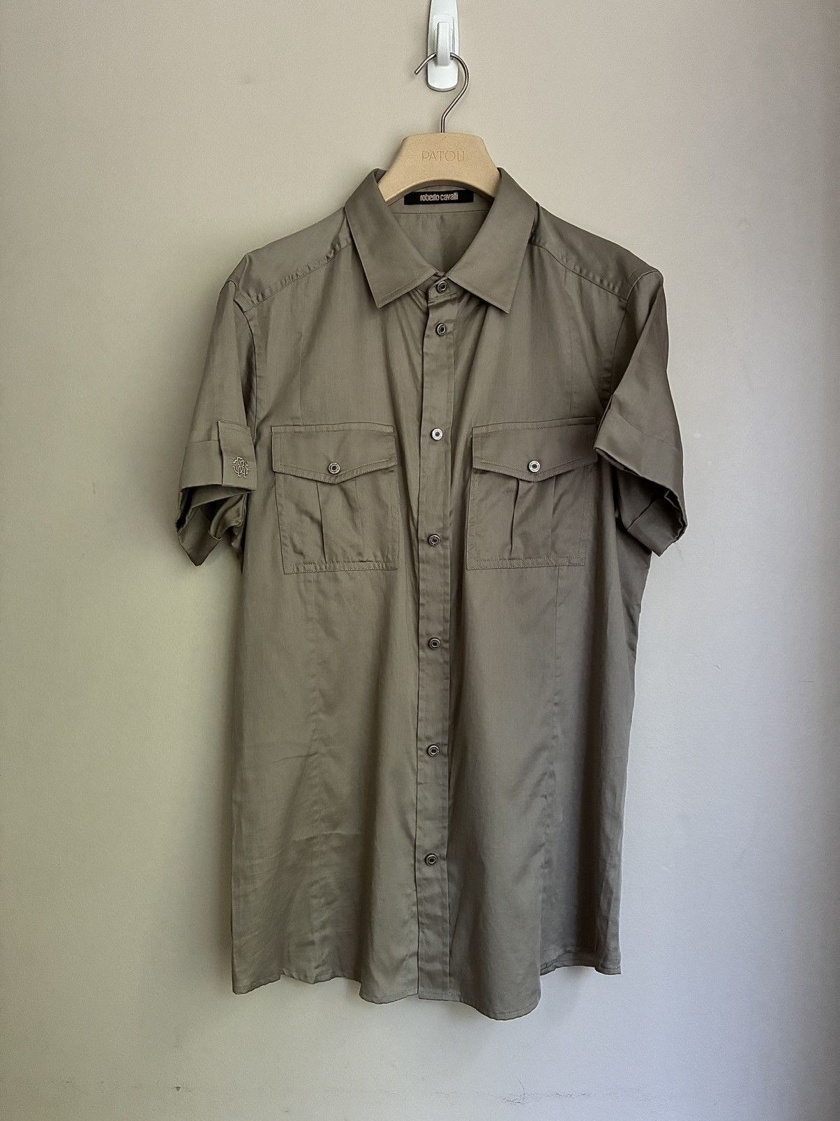 Roberto Cavalli Roberto Cavalli Silk Snap Button Military Shirt Size US M / EU 48-50 / 2 - 18 Thumbnail