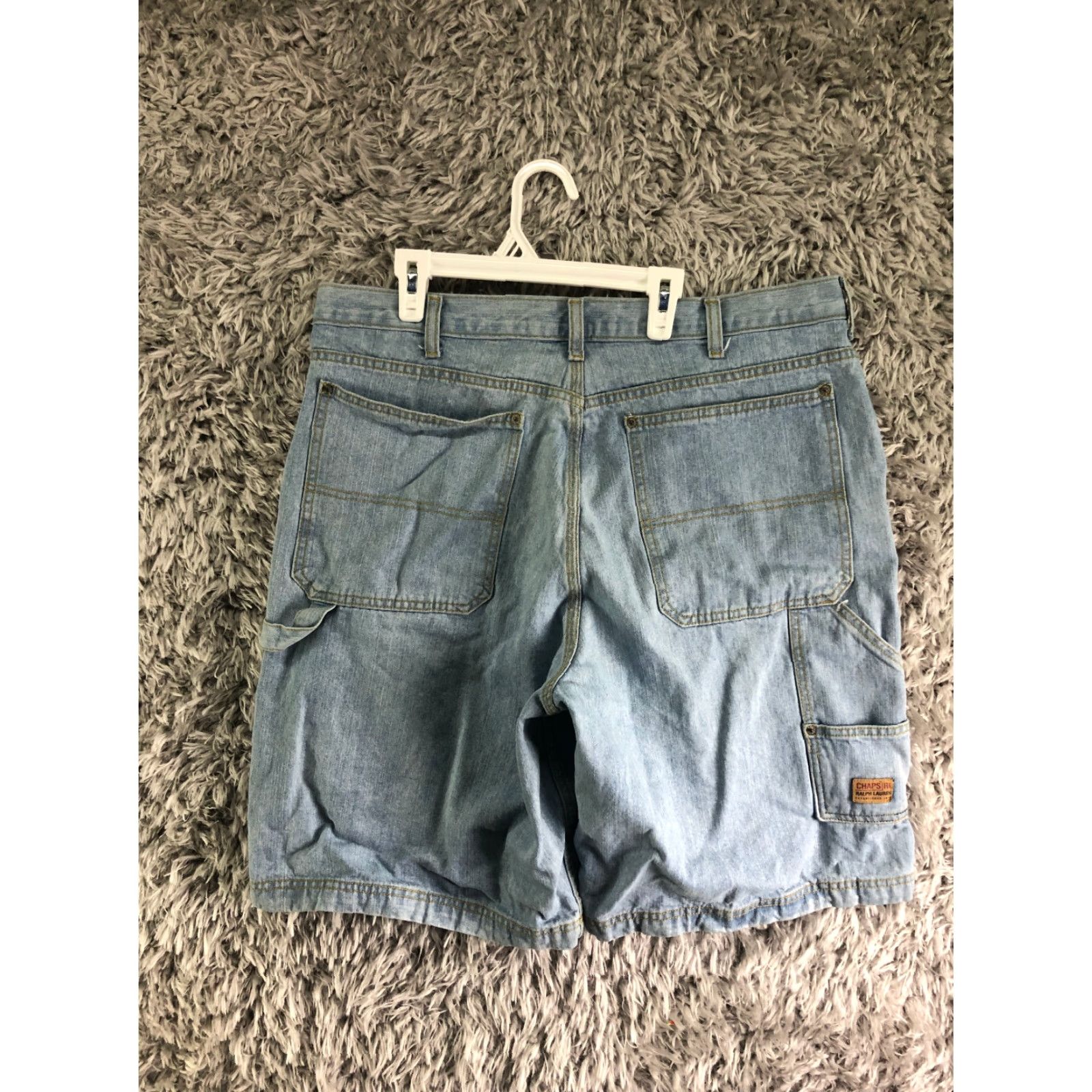 Chaps Chaps Mens 36 Mid Rise Bermuda Denim Shorts Jeans Carpenter Blue Wash 5-Pocket Regular Fit Casual Mens Size US 36 / EU 52 - 5 Thumbnail