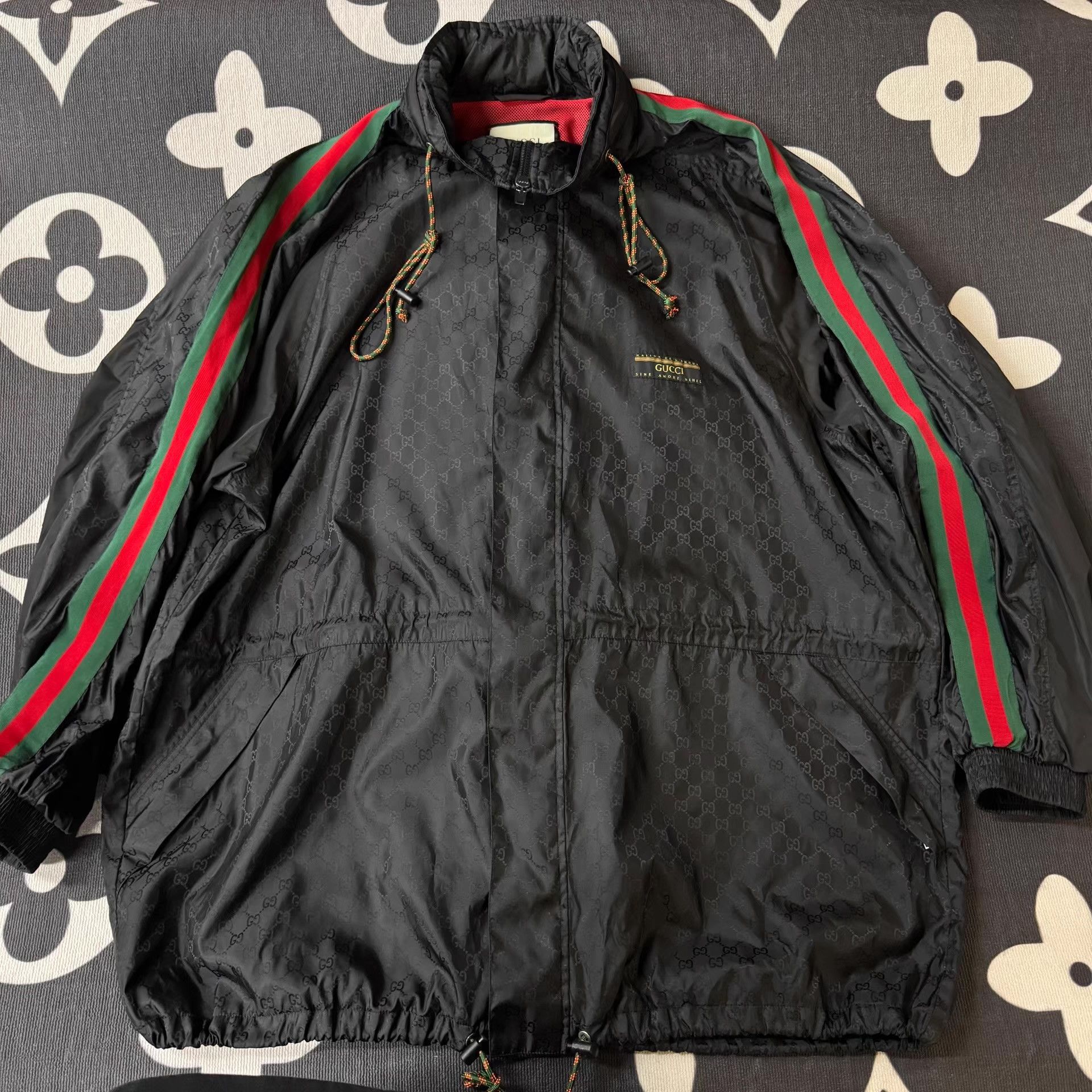 Gucci GUCCI Black All-Over Print Hooded Jacket Q10 Size US XL / EU 56 / 4 - 1 Thumbnail