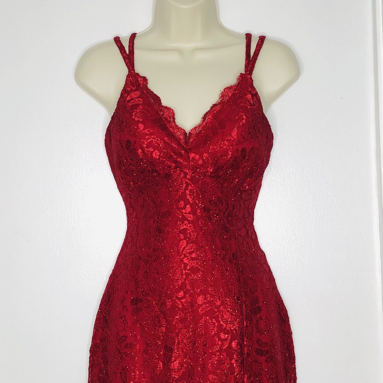 Other Morgan & Co Junior Babydoll Red Lace Prom Gown Dress Sz 5 Size S / US 4 / IT 40 - 4 Thumbnail