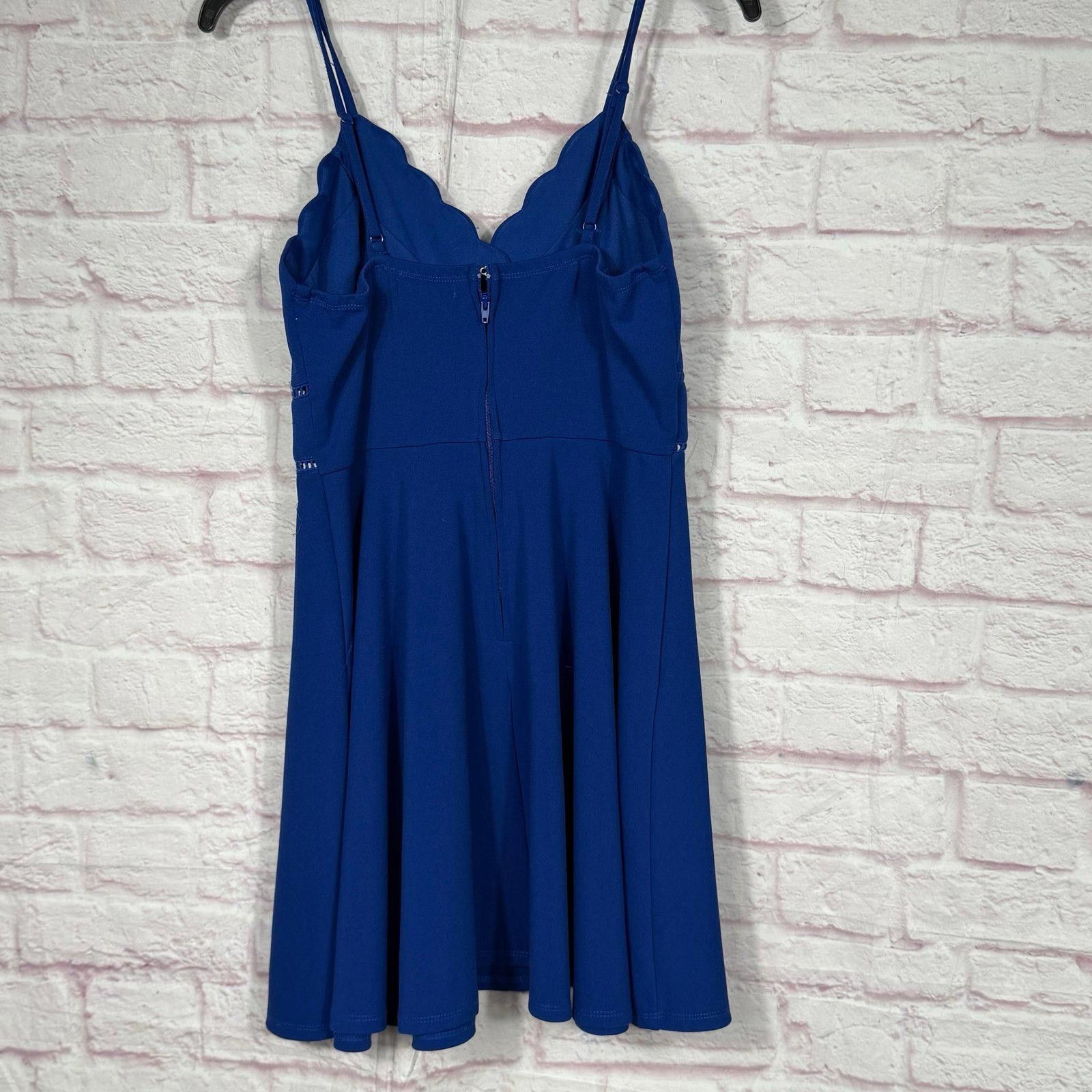 Other Trixxi Large Blue Sleeveless Scalloped Dress Size L / US 10 / IT 46 - 5 Thumbnail