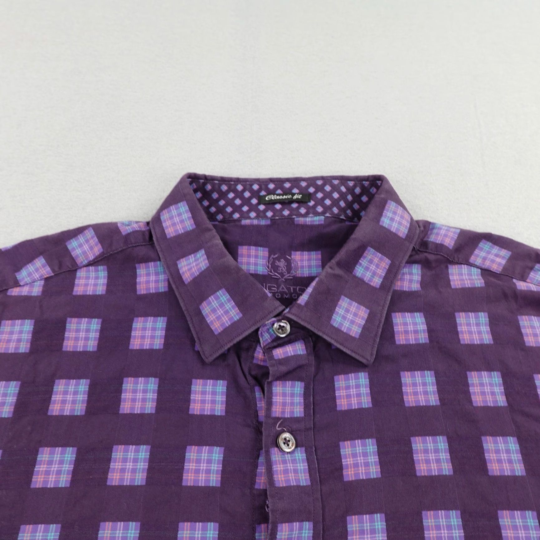 BUGATCHI VINTAGE Bugatchi Uomo Shirt Men 2XL Long Sleeve Purple Plaid Classic Fit Button-Up Business Casual Formal Party Cocktail Workwear Size US XXL / EU 58 / 5 - 2 Thumbnail