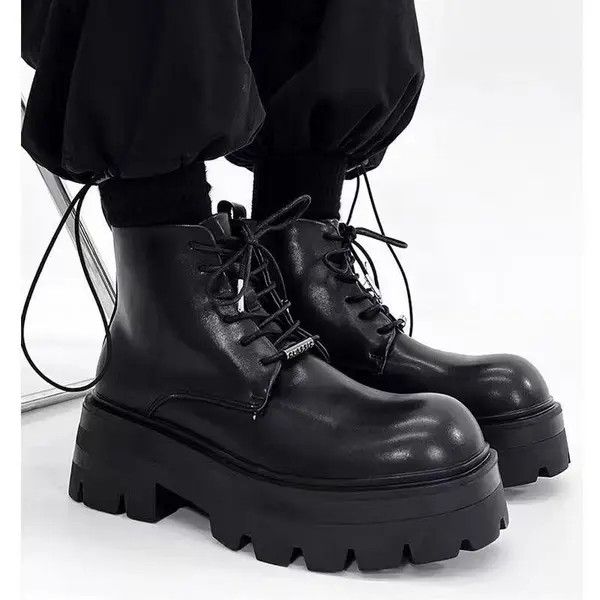 VIBE Black Thick Sole Big Head Derby Boots Size US 8 / EU 41 - 4 Thumbnail