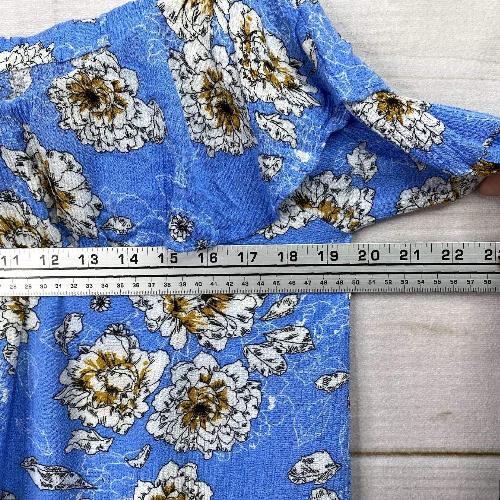 Bell UMGEE Blouse Off Shoulder Top 3/4 Bell Sleeve Blue Floral M Women Beach Boho Lightweight Cambray Shirt Size M / US 6-8 / IT 42-44 - 6 Thumbnail