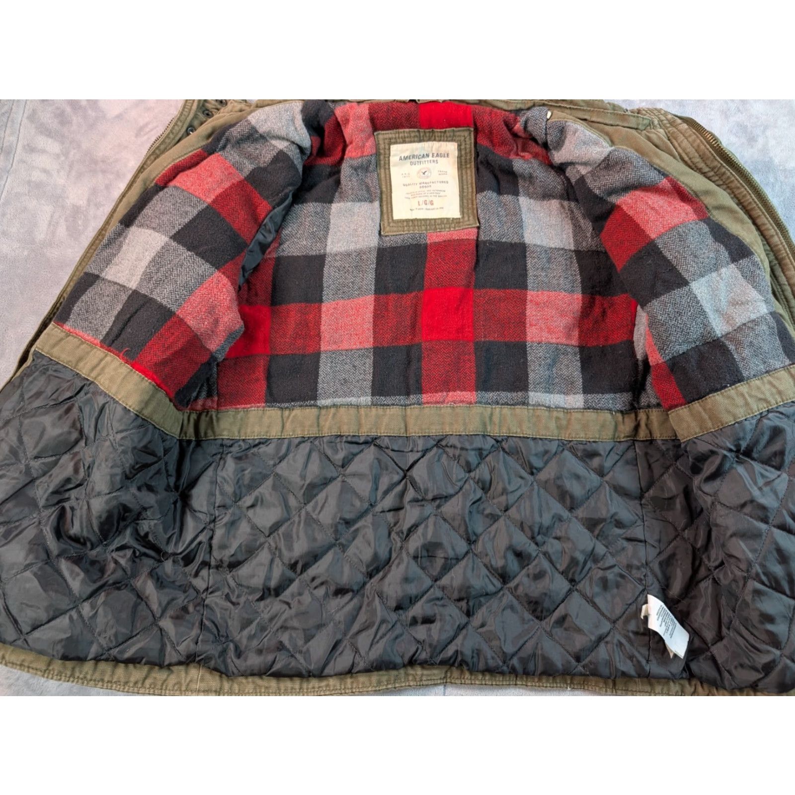 American Eagle Outfitters American Eagle Outfitters Jacket Canvas Plaid Lined Green Mens Regular Size L Winter Fashion Bomber Jacket Coat Size US L / EU 52-54 / 3 - 6 Thumbnail