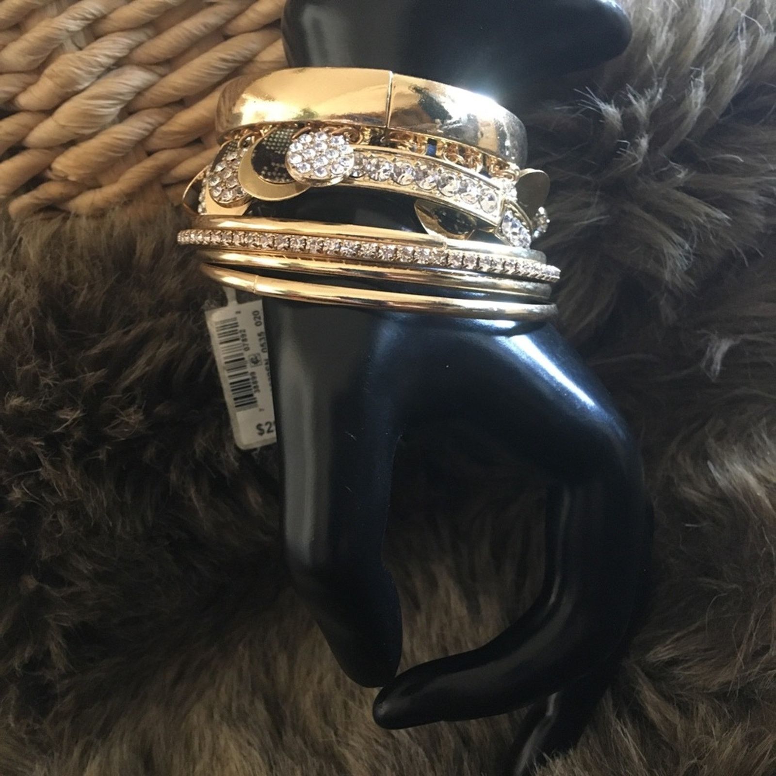 Jewelry Bundled Lot Of 6 Rhinestone Snake Pave Bracelets in Gold, Women's