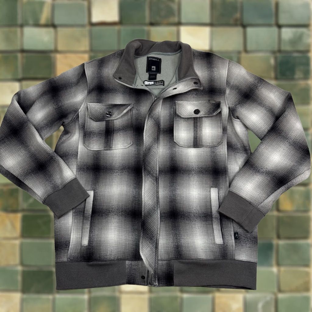 O'Neill O'Neill Echelon Jacket Men’s XL Plaid Gray Super Fleece Full Zip Surf Skate Military Jacket Size US XL / EU 56 / 4 - 1 Thumbnail