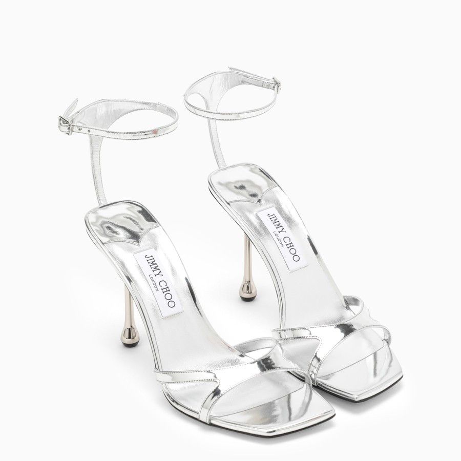Jimmy Choo o1d2blof0824 Leather Sandals in Silver Size US 8 / IT 38 - 2 Thumbnail
