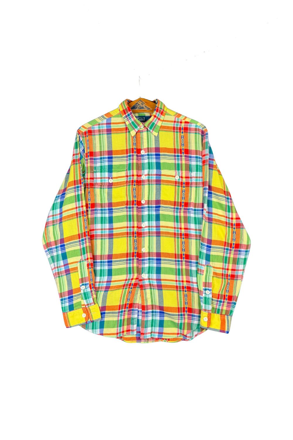 Polo Ralph Lauren SS01 PRL Multicolor Madras Plaid Shirt with Woven Motifs Size US M / EU 48-50 / 2 - 1 Thumbnail