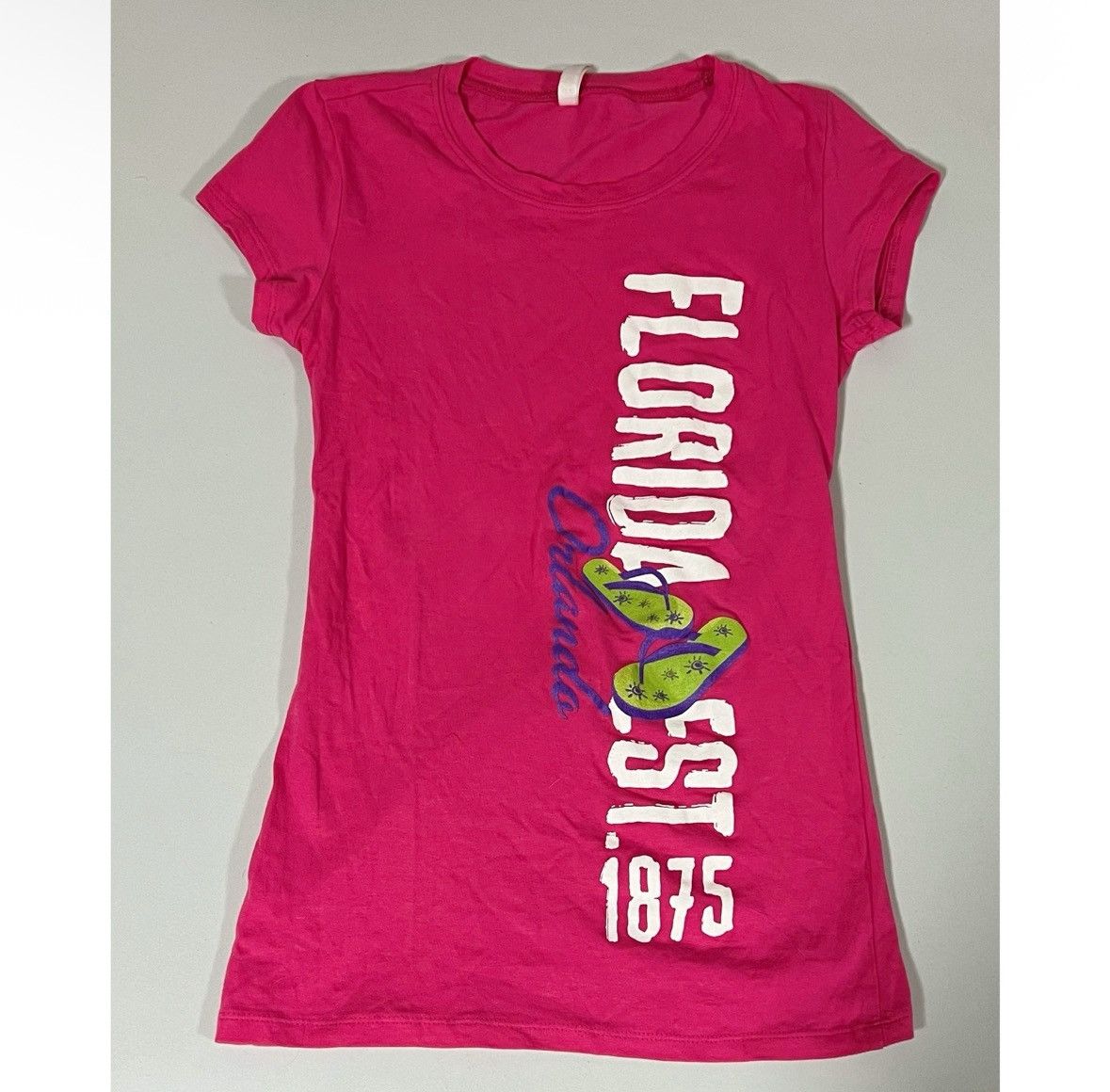 Vintage Pink ‘Orlando, FL’ Flip Flops Shirt Top Blouse Tee Size S 🩴✨ Size S / US 4 / IT 40 - 1 Thumbnail