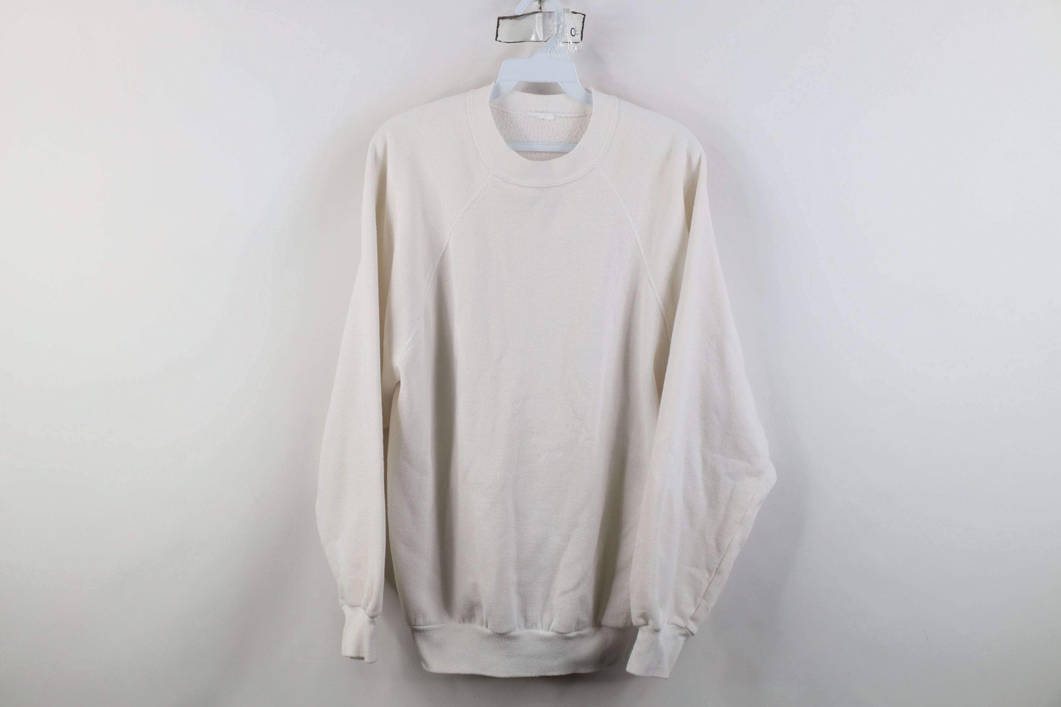 Vintage Vintage 90s Streetwear Blank Crewneck Sweatshirt White Size L / US 10 / IT 46 - 1 Thumbnail