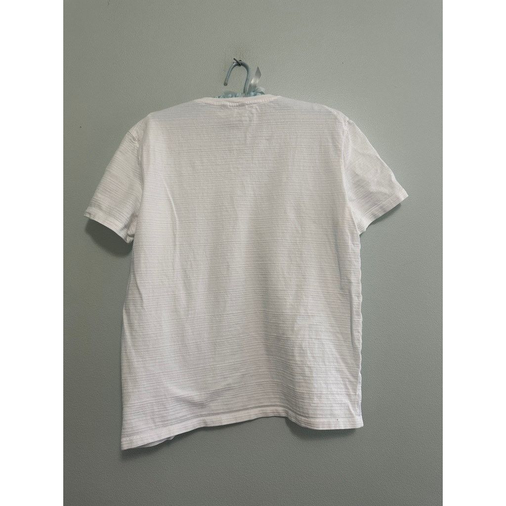 Calvin Klein Calvin Klein white monotone striped vneck slim fit tee Size US M / EU 48-50 / 2 - 3 Thumbnail