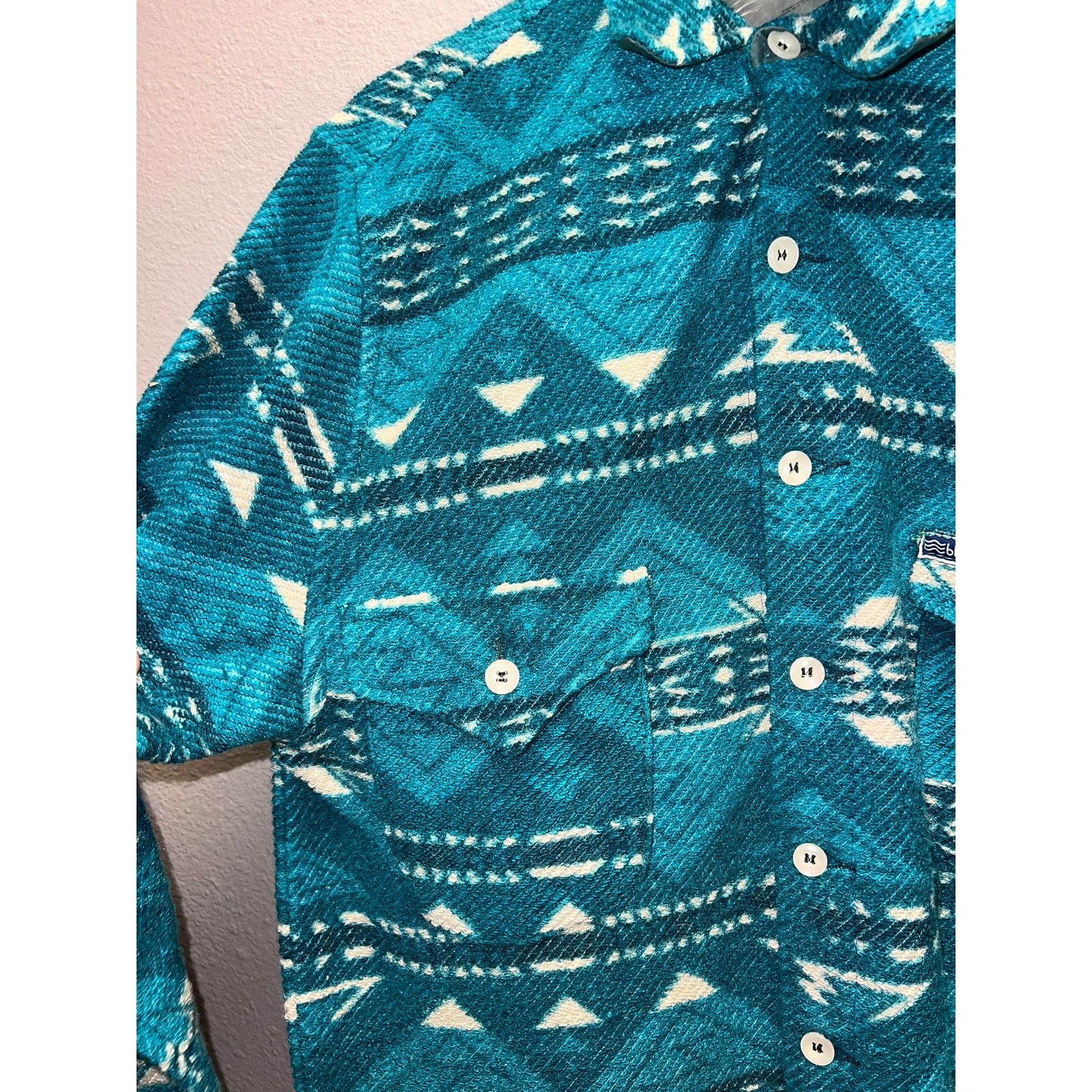 Vintage Blue Ocean Button Up Shirt Jacket Shacket Pile Hi-Tech NWT M Size US M / EU 48-50 / 2 - 4 Thumbnail