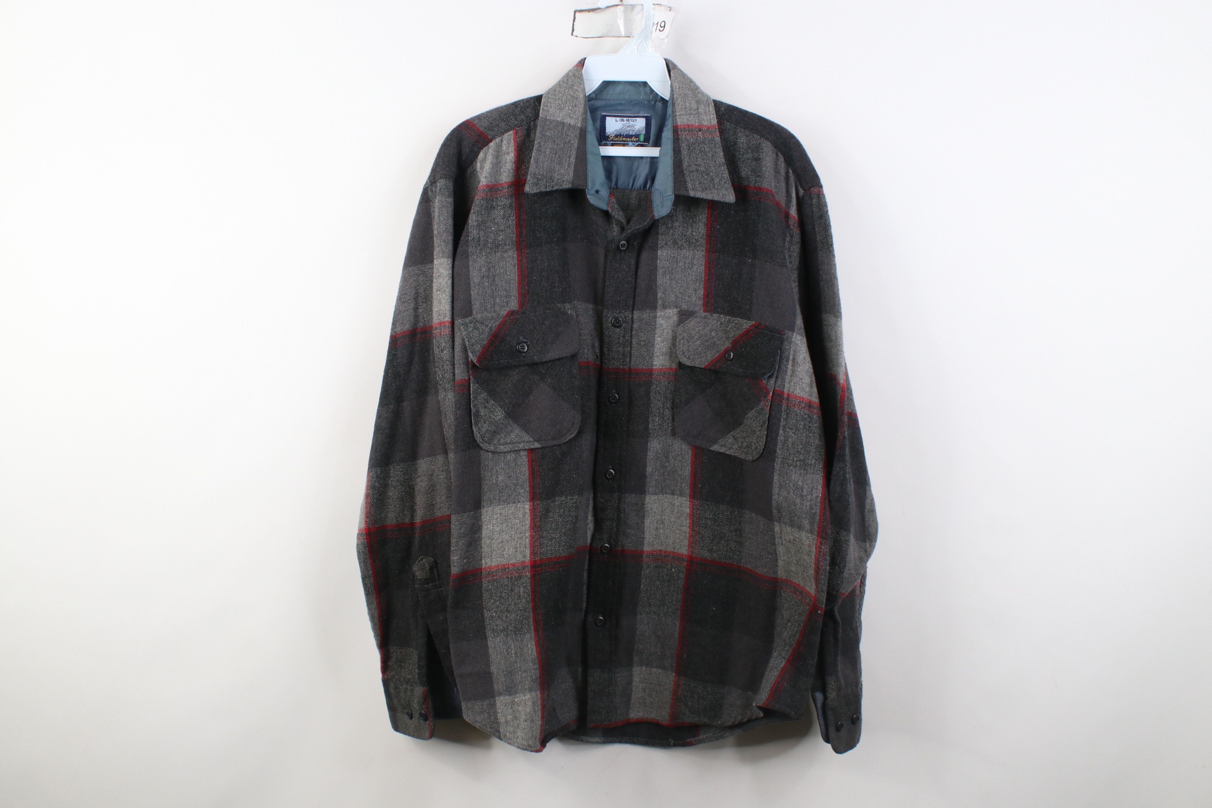 Vintage Vintage 80s 90s Streetwear Blend Knit Button Shirt Plaid Size US L / EU 52-54 / 3 - 1 Thumbnail