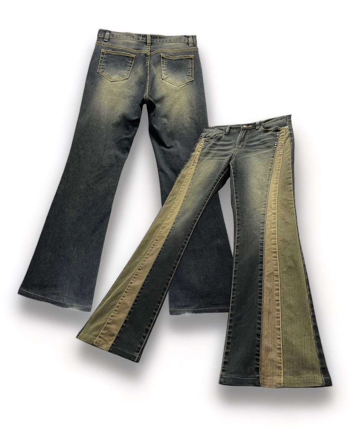 Designer × Japanese Brand 🔥VIOLA Mud Wash Stretch Studded Spliced Denim Woman’s Pants Size US 29 - 1 Thumbnail