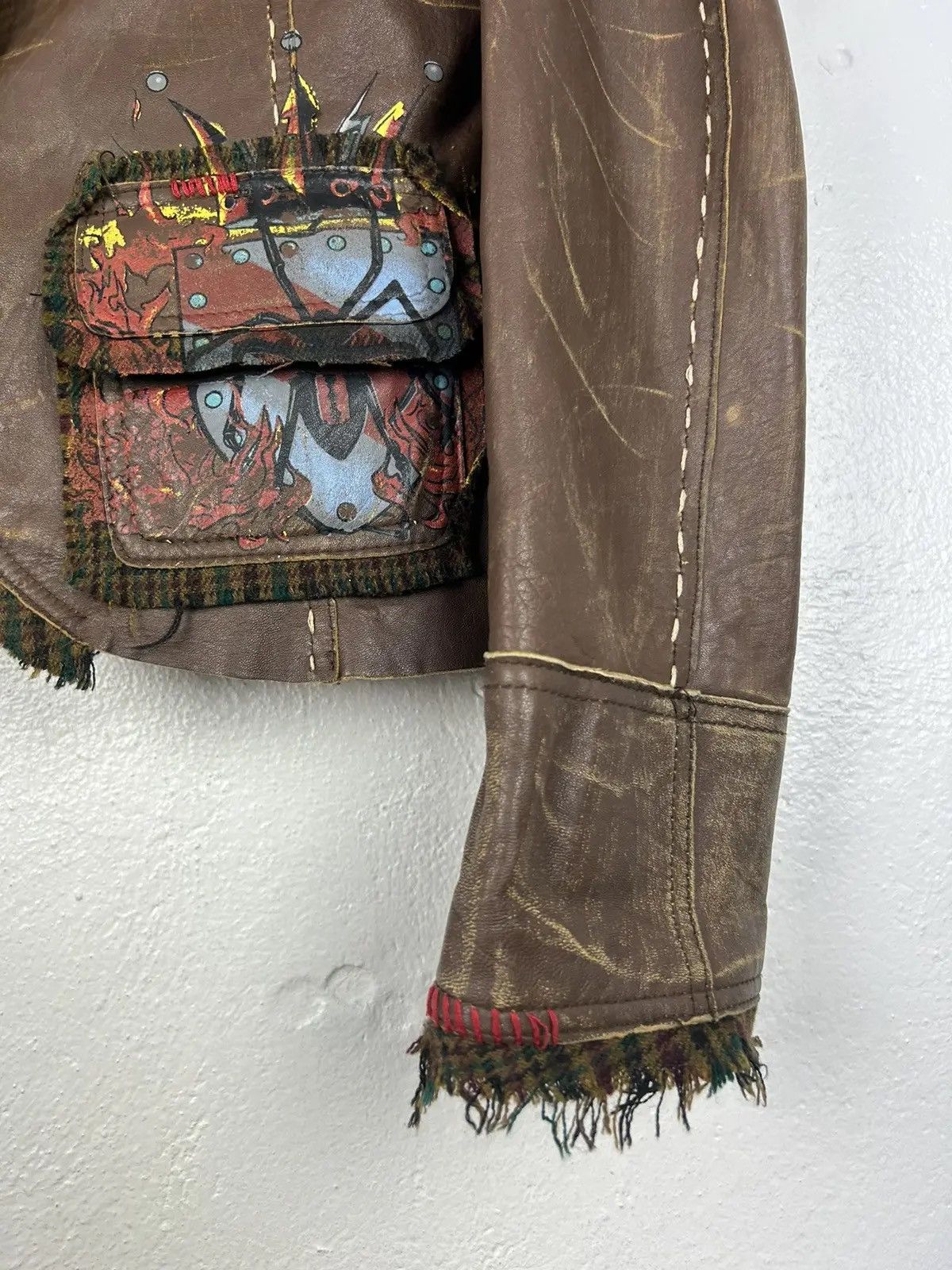 Christian Audigier Vintage Ed Hardy Crazy Design Leather Jacket In Brown Size M / US 6-8 / IT 42-44 - 6 Thumbnail