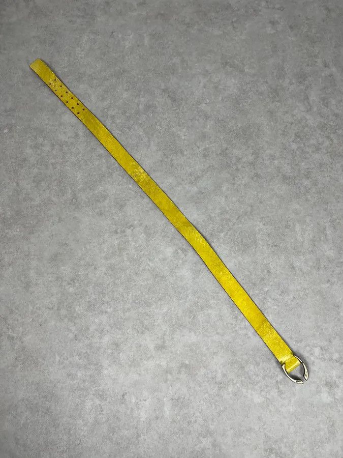 Roberto Cavalli 2000s Cavalli Cracked Yellow Leather Belt Size ONE SIZE - 6 Thumbnail