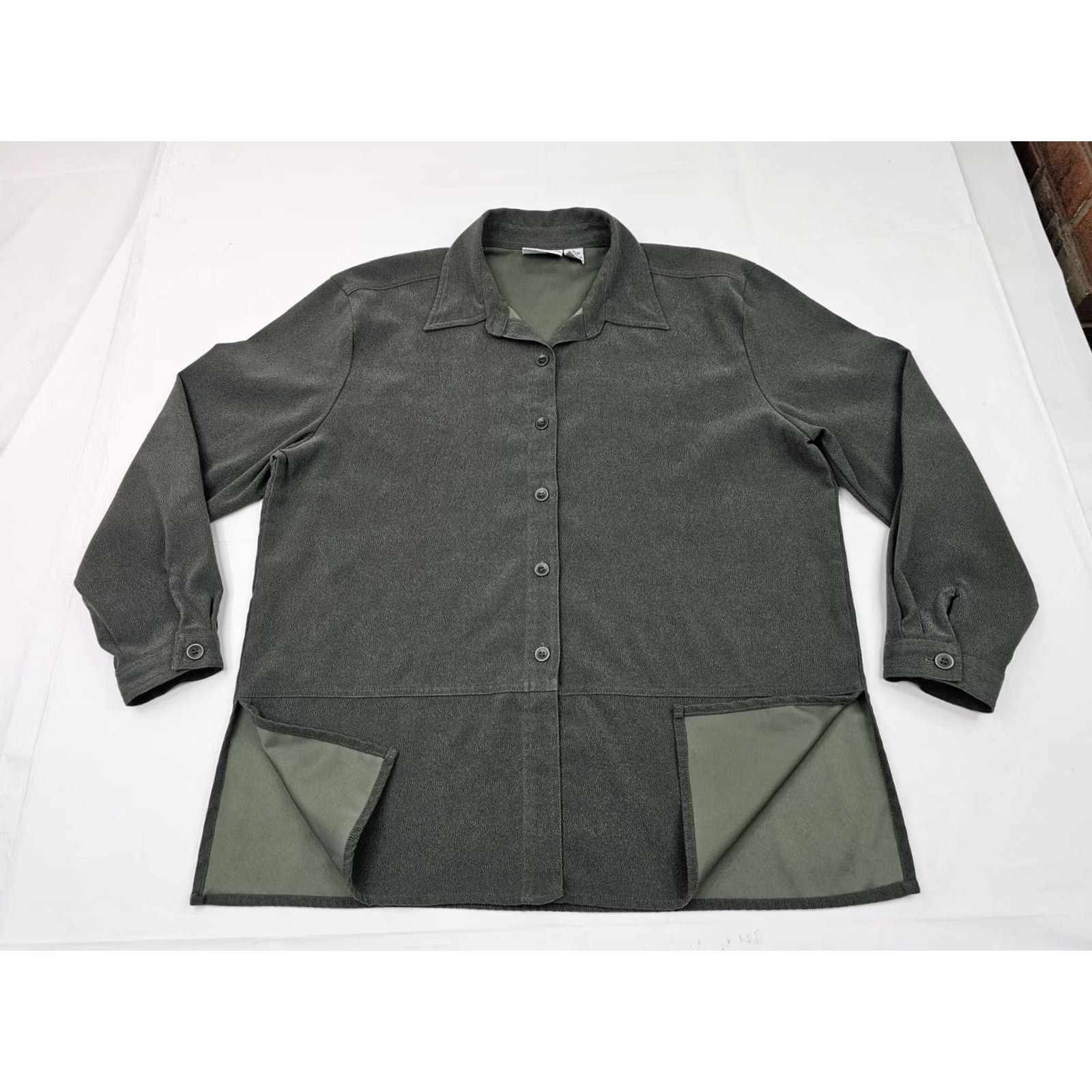 Croft & Barrow Croft & Barrow Button Long Sleeve Blouse – Women XL Heathered Green, White Cardigan? Size XL / US 12-14 / IT 48-50 - 5 Thumbnail
