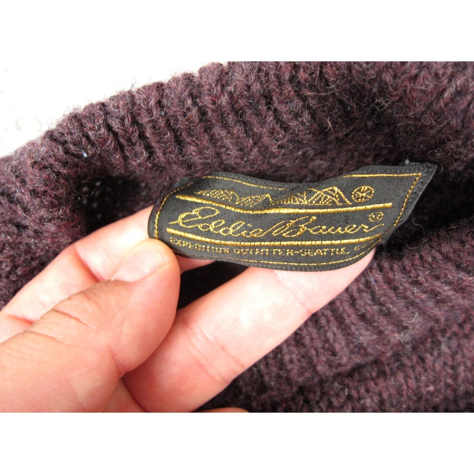 Eddie Bauer VINTAGE Eddie Bauer Sweater Womens L Purple 100% Wool Pullover Knit Mock Neck Size L / US 10 / IT 46 - 3 Thumbnail