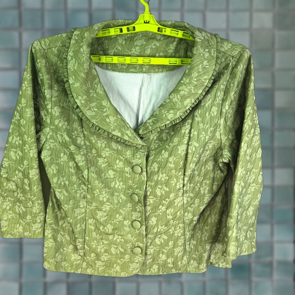 Vintage Vintage 70s Floral Blazer Womens Size M/L Green Size L / US 10 / IT 46 - 1 Thumbnail