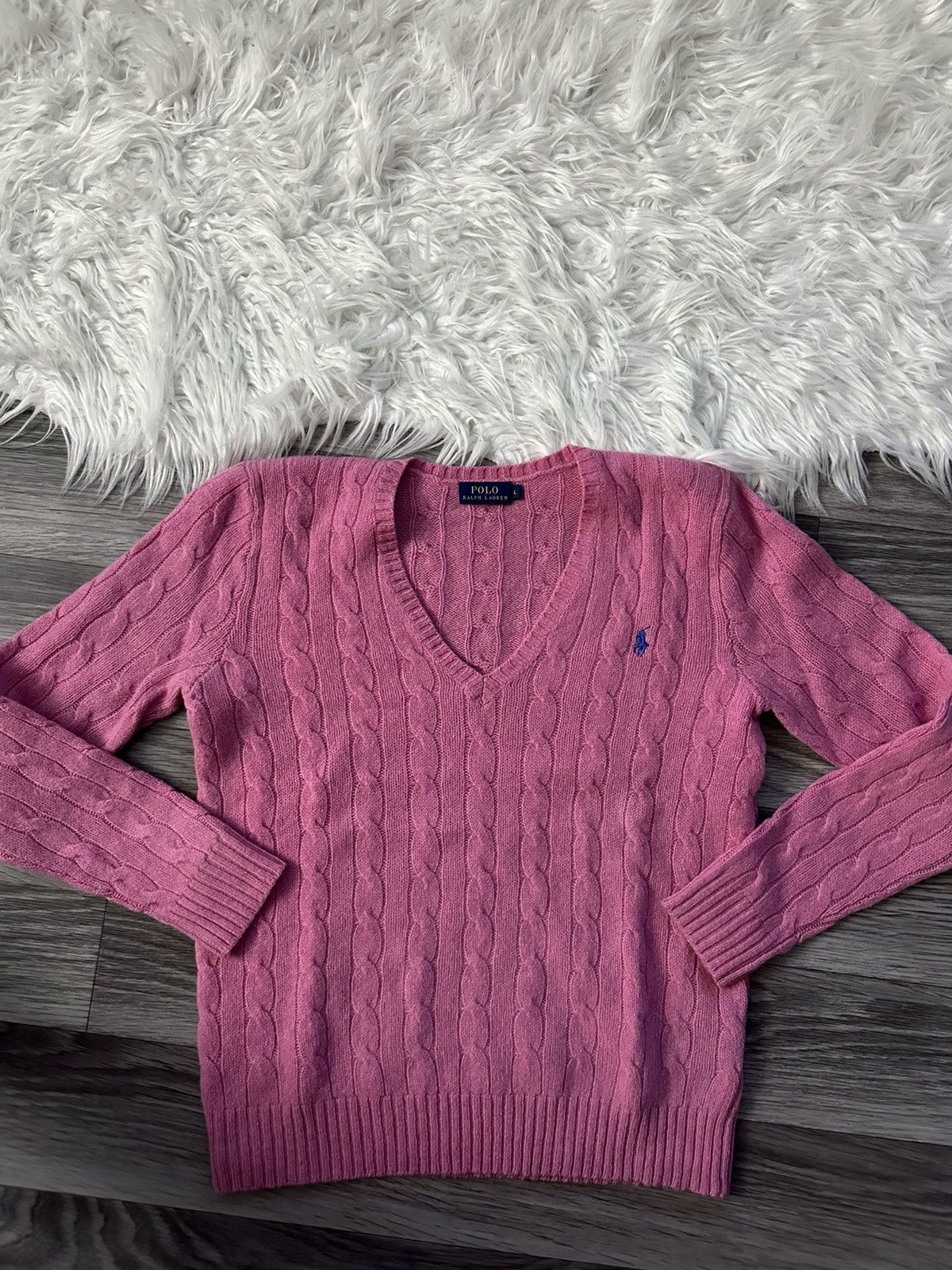 Polo Ralph Lauren Polo Ralph Lauren Lana Merino Wool Pink V neck Sweater hype Size L / US 10 / IT 46 - 2 Thumbnail