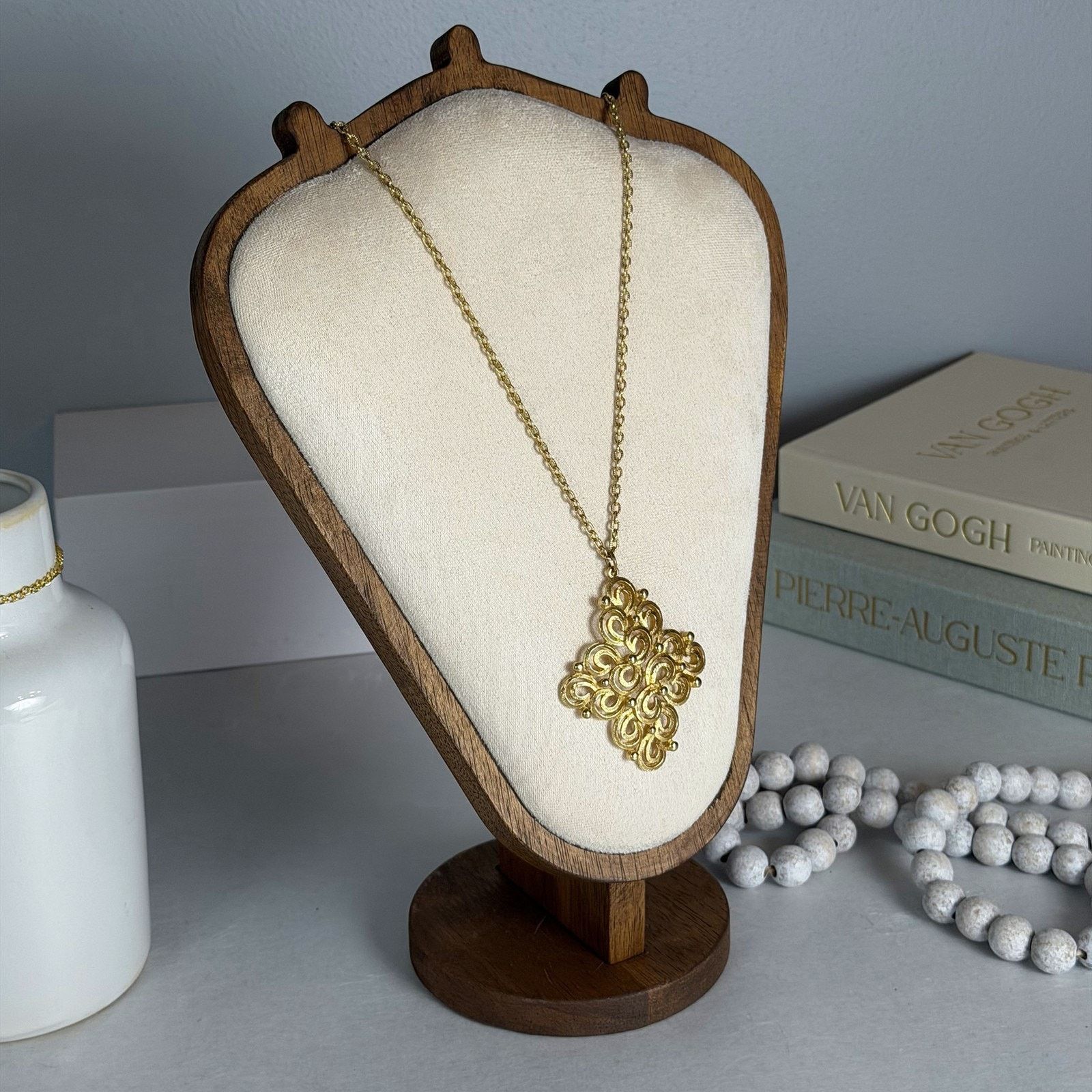 Other VTG 1970s Gold-Tone Filigree Diamond-Shaped Pendant Necklace Size ONE SIZE - 2 Thumbnail