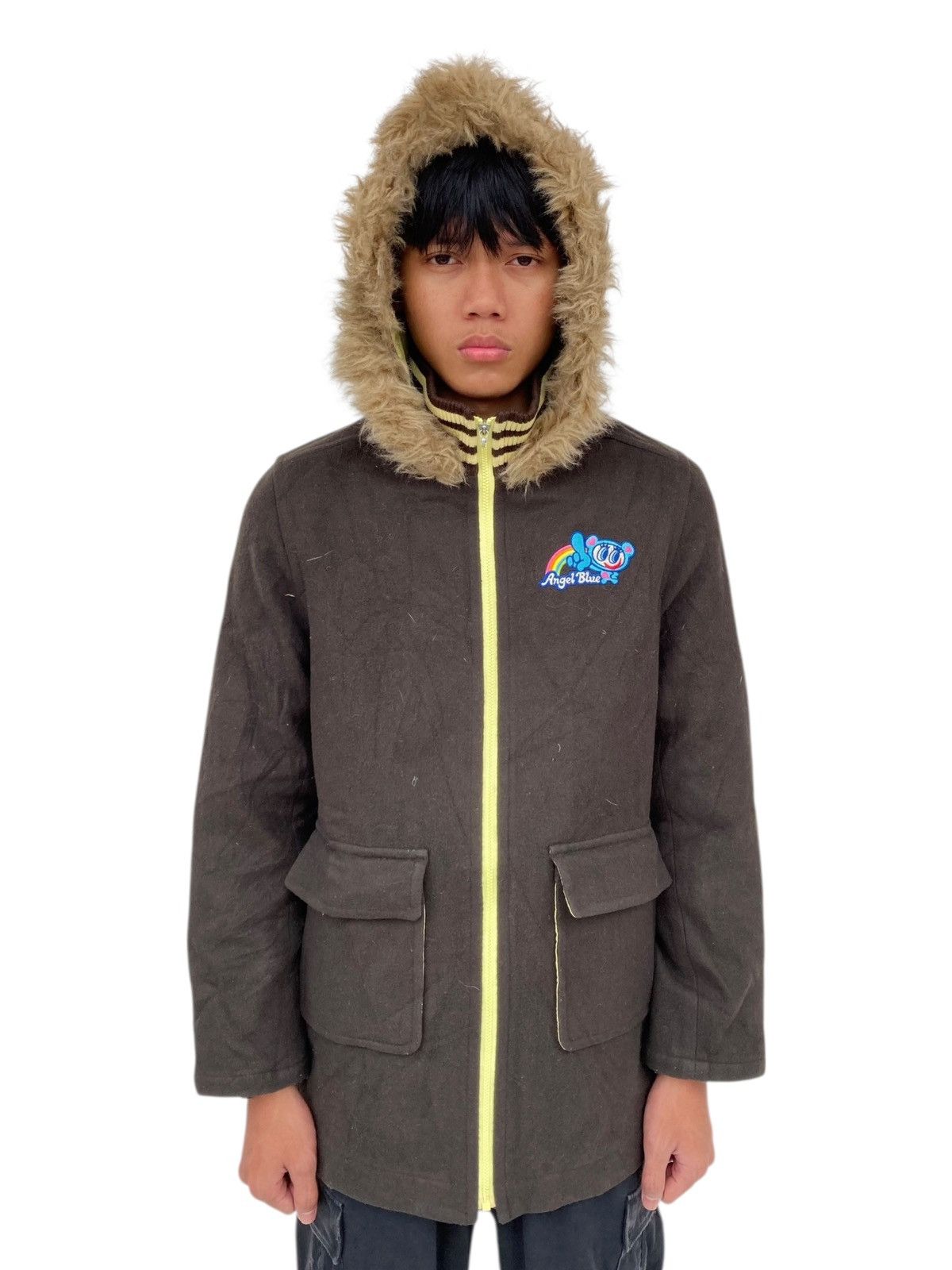 Angel Blue ☠️NEEDGONE☠️1990s Angel Blue - Fur Hoodie Heavyweight Jacket Size US L / EU 52-54 / 3 - 5 Thumbnail