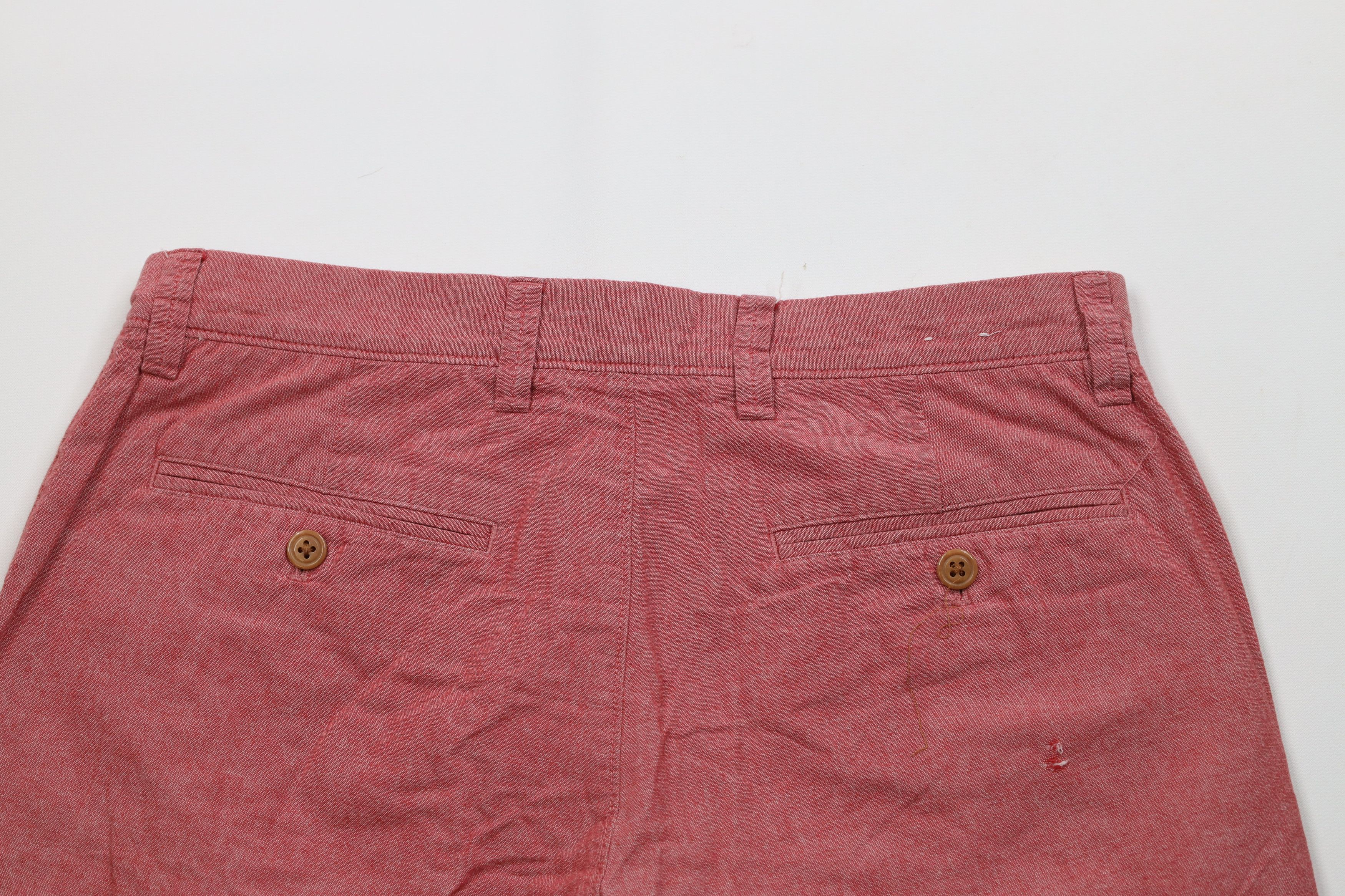 J.Crew J Crew Rivington Chambray Above Knee Chino Shorts Red Cotton Size US 31 - 8 Thumbnail