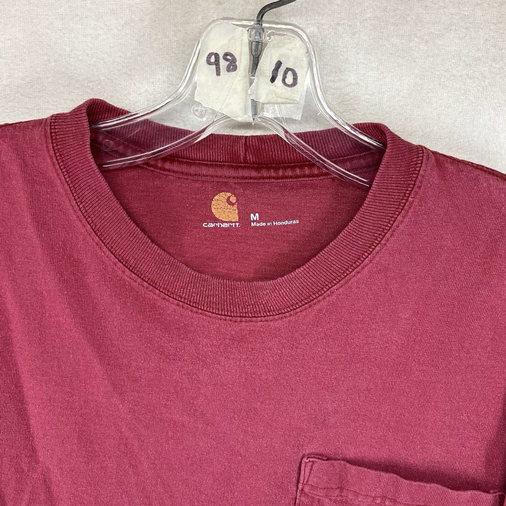 Carhartt Carhartt Mens Medium Long Sleeve T-Shirt Red Crew Neck Logo Pockets Solid All Seasons Heavyweight Cotton Size US M / EU 48-50 / 2 - 5 Thumbnail