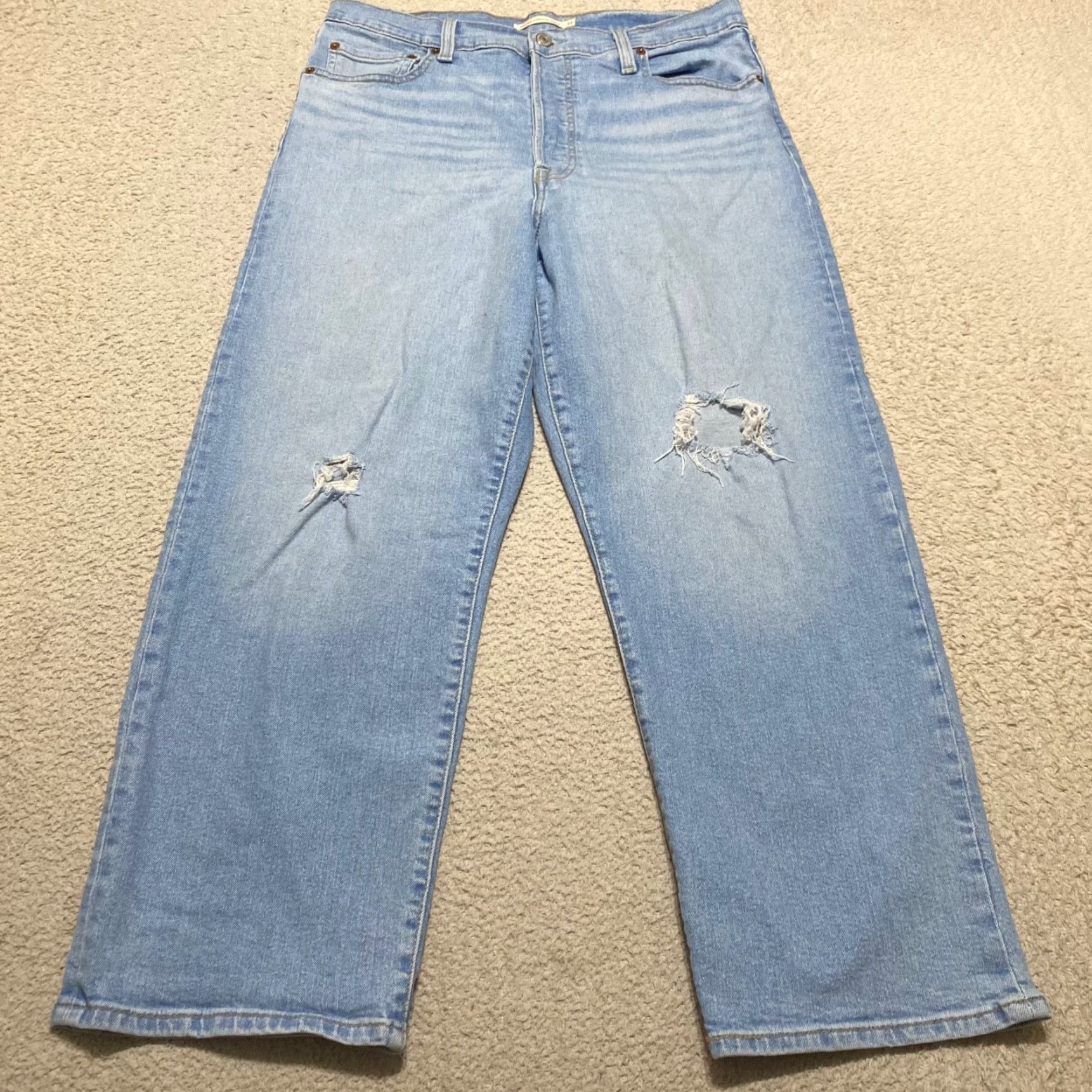 Levi's Levi's Jeans Women's 32 Blue Denim Medium Wash Distressed Ankle 5-Pocket Regular Rise High Button Size 24" / US 00 / IT 34 - 2 Thumbnail