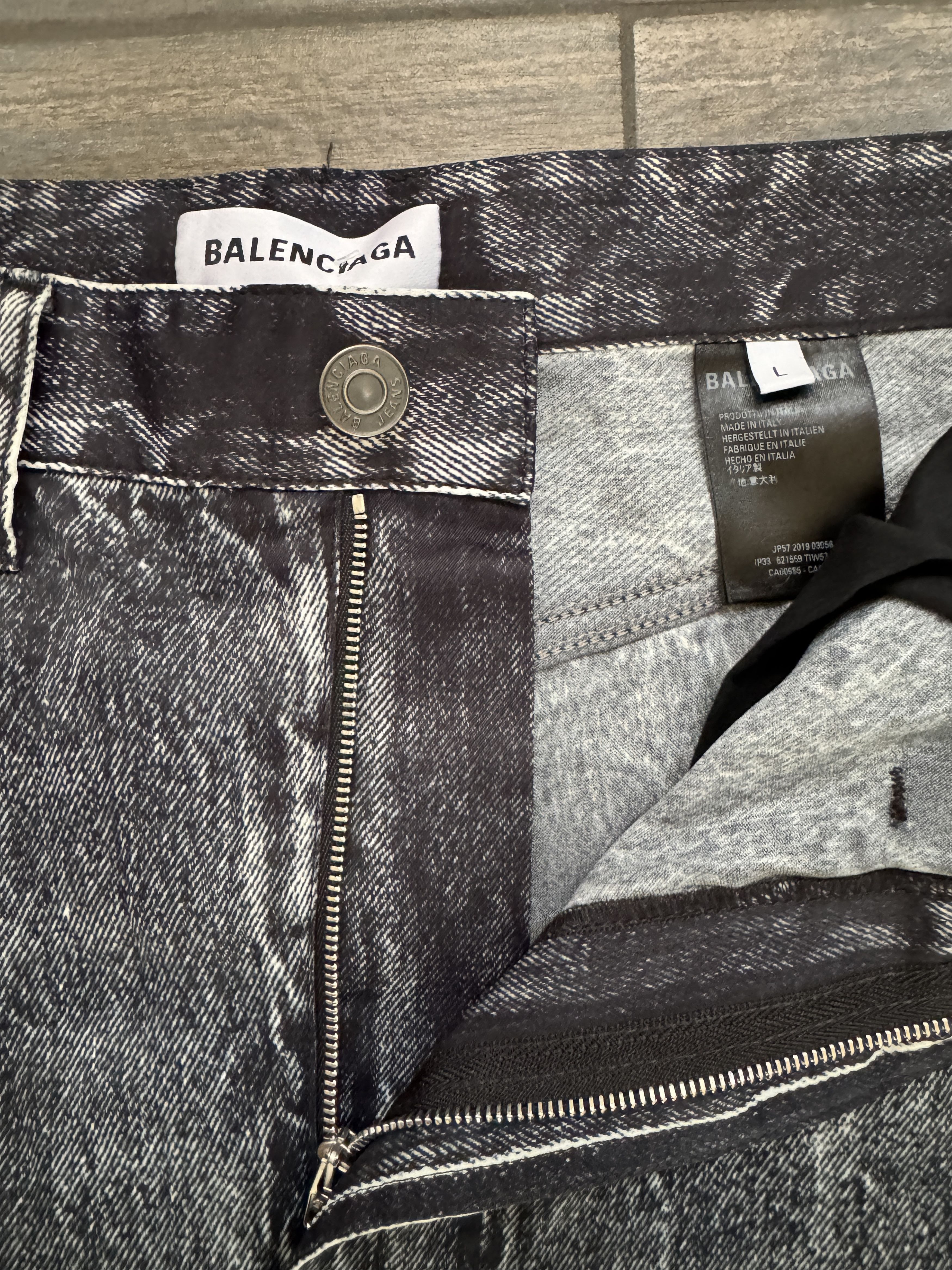 Balenciaga Trompe L'Oeil Denim Jeans Printed Viscose Pant Size US 32 / EU 48 - 3 Thumbnail