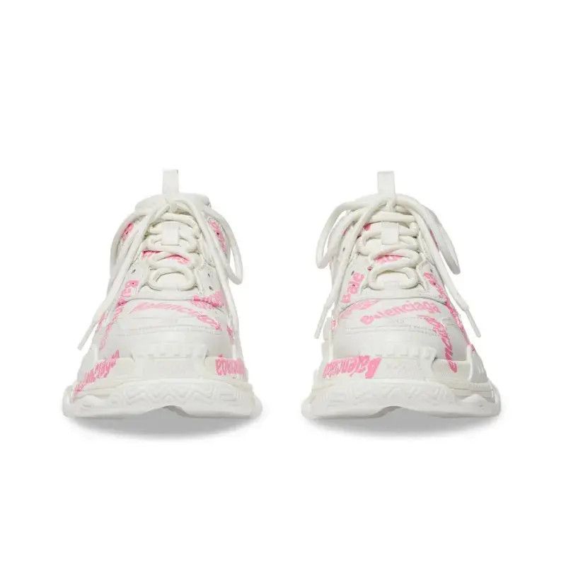 Balenciaga o1mt1gz0325 Triple S Logotype Sneakers in White/Pink Size US 9 / IT 39 - 7 Thumbnail