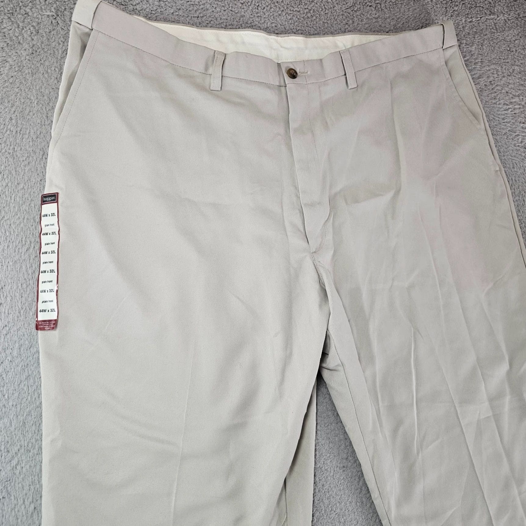 Haggar Haggar Dress Pants Mens 44x30 Classic Fit Flat Front Comfort Cotton Beige Polyester Size US 44 / EU 60 - 2 Thumbnail