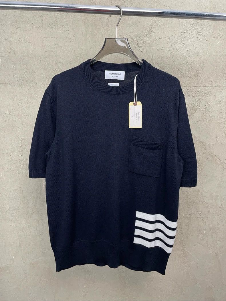 Thom Browne Thom browne High-end navy blue four-striped wool knitted me Size US M / EU 48-50 / 2 - 1 Thumbnail