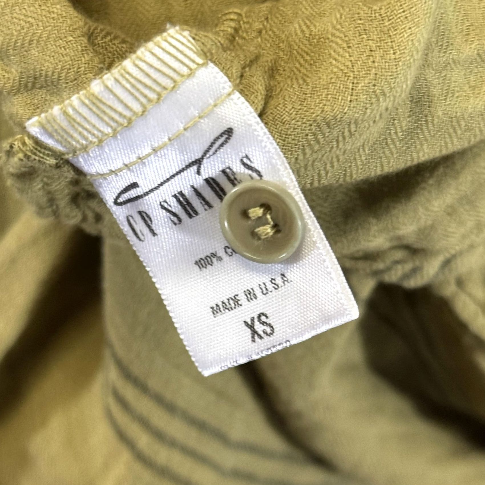 Olive VINTAGE CP Shades Shirt Womens XS Olive Green Button Front Crinkle Gauze Made USA Casual Size XS / US 0-2 / IT 36-38 - 5 Thumbnail