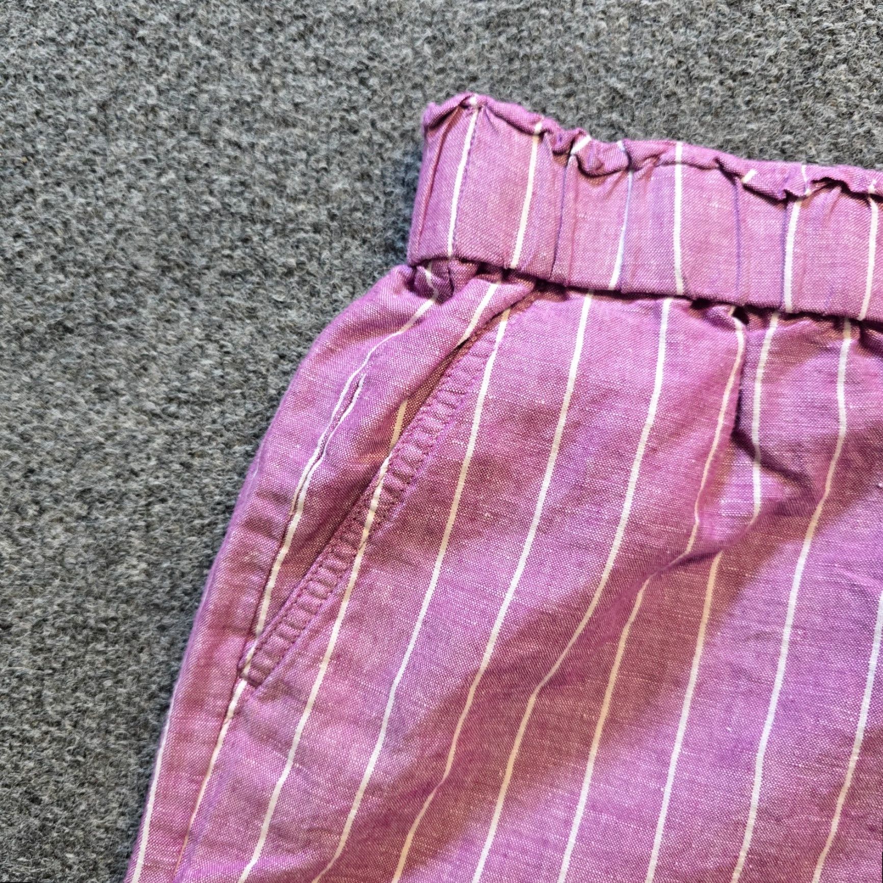 Talbots Talbots Pants Womens Large Purple Striped Wide-Leg Linen Blend Pockets Cropped Casual Size 36" / US 14 / IT 50 - 3 Thumbnail
