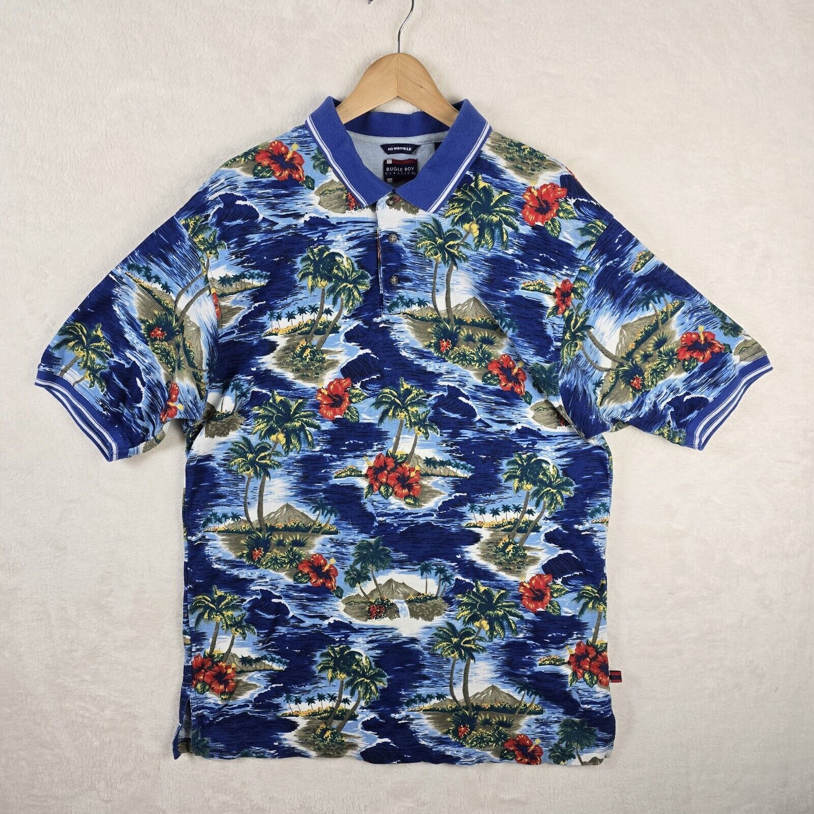 Bugle Boy Vintage Bugle Boy Polo Shirt Mens XL Blue Hawaiian Surf 90s Size US XL / EU 56 / 4 - 2 Thumbnail