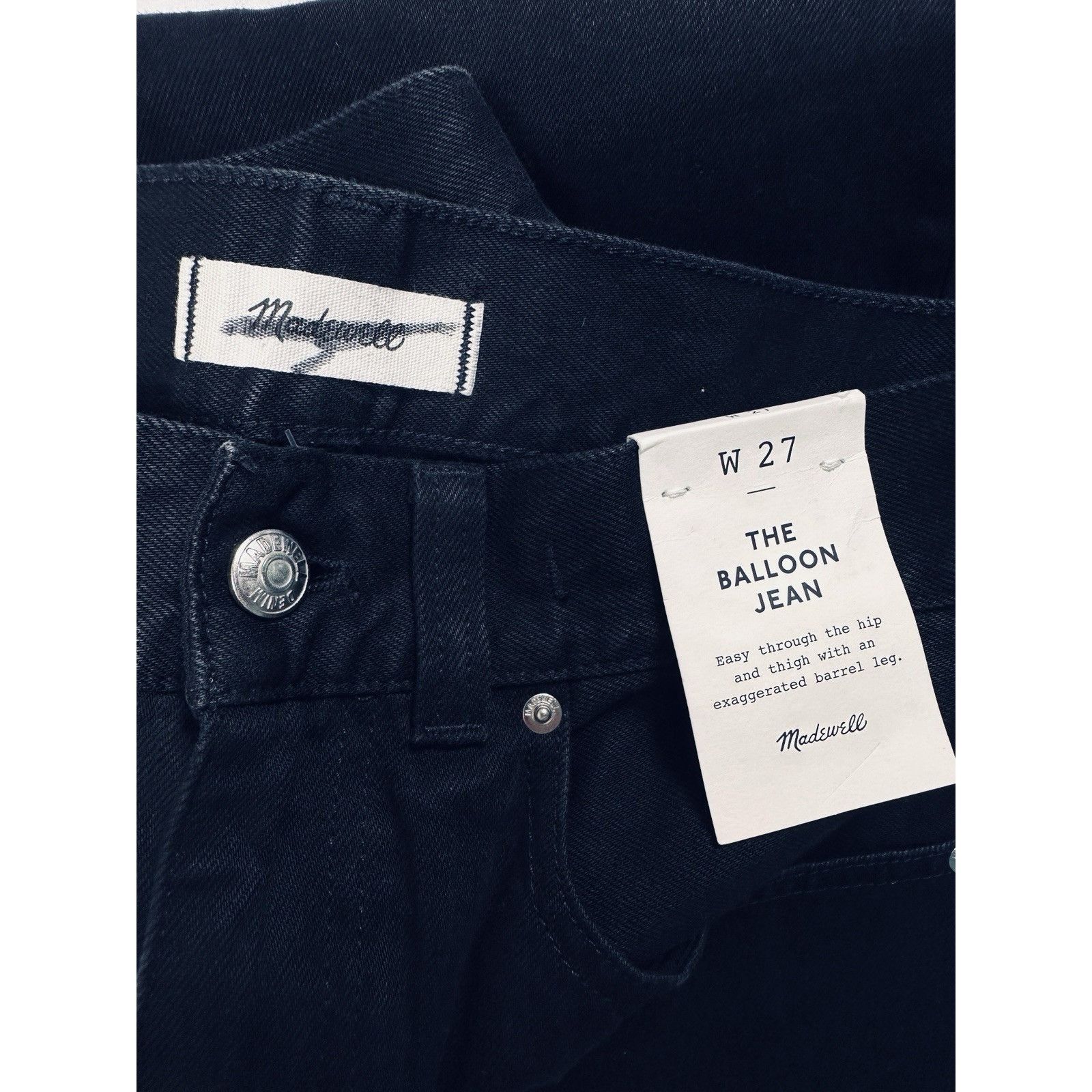 Madewell Madewell The Balloon Jean Black 27 High Rise Rigid Denim NWT Size 27" / US 4 / IT 40 - 3 Thumbnail