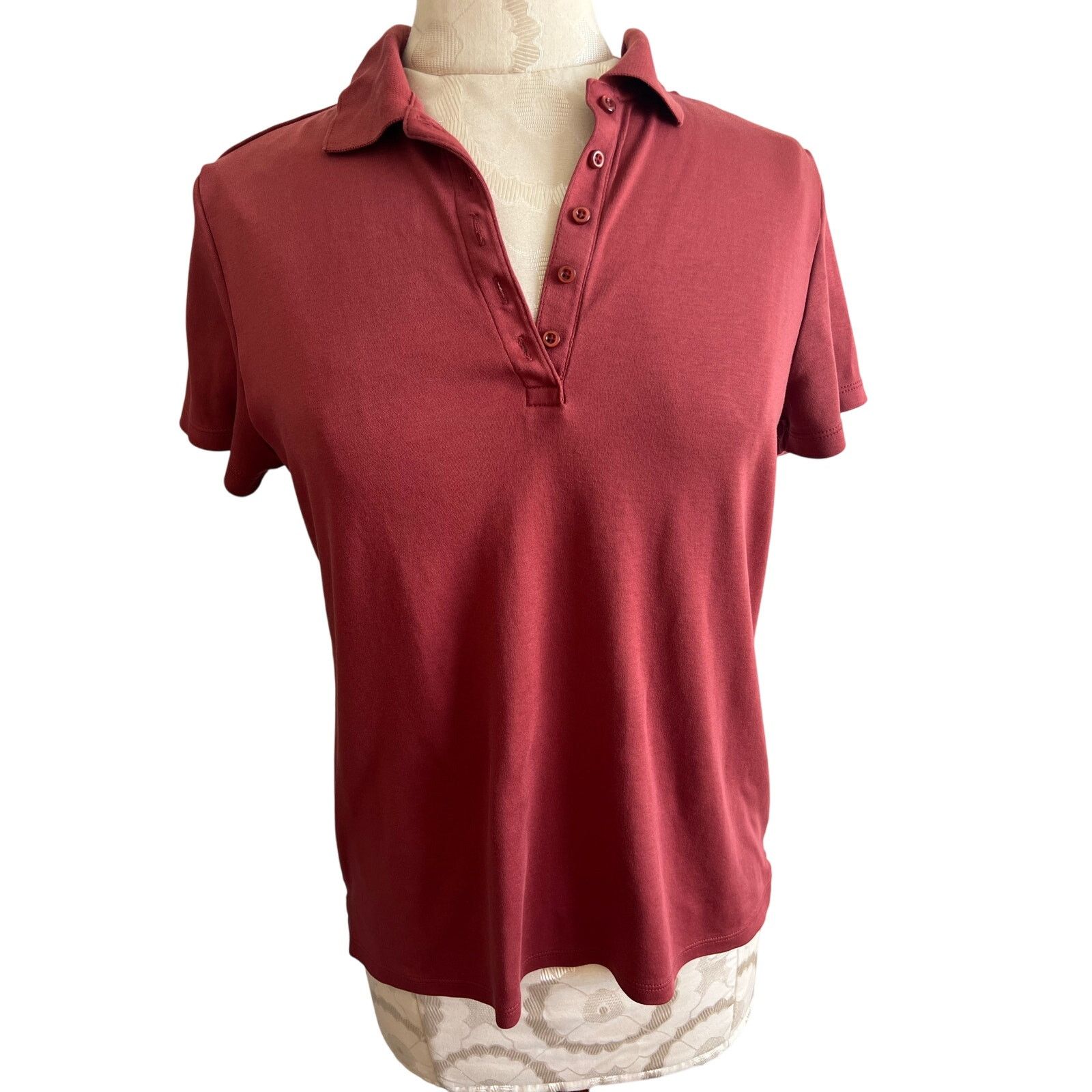 Lands' End Lands End 100% Cotton Short Sleeve Polo Dress Shirt Small Size S / US 4 / IT 40 - 1 Thumbnail