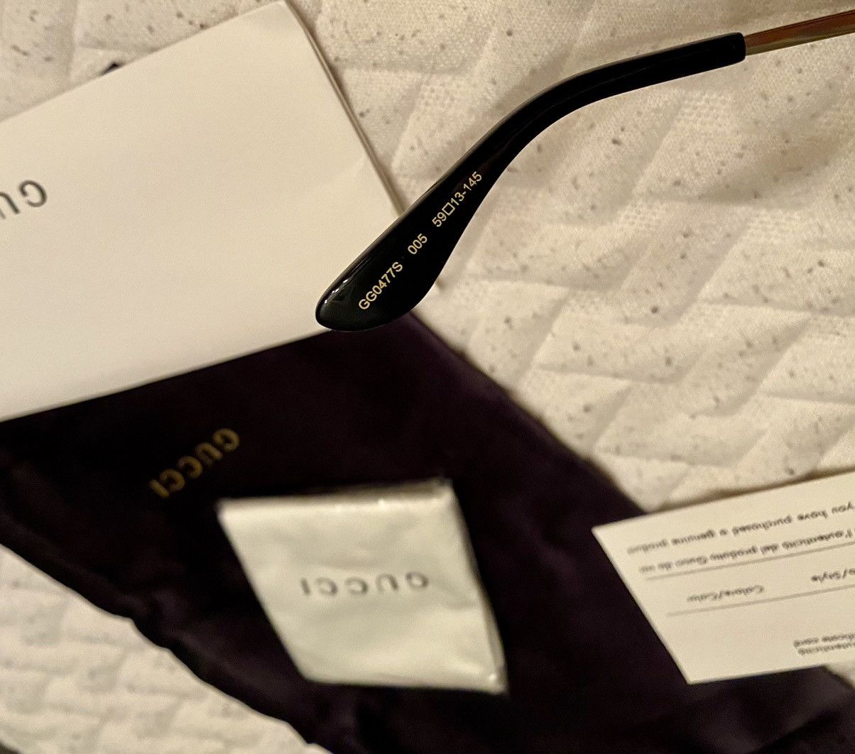 Gucci Gucci 🇯🇵 Grey/Moss Resin Amber GG Inlay Bridge Metal Gold NEW Size ONE SIZE - 7 Thumbnail