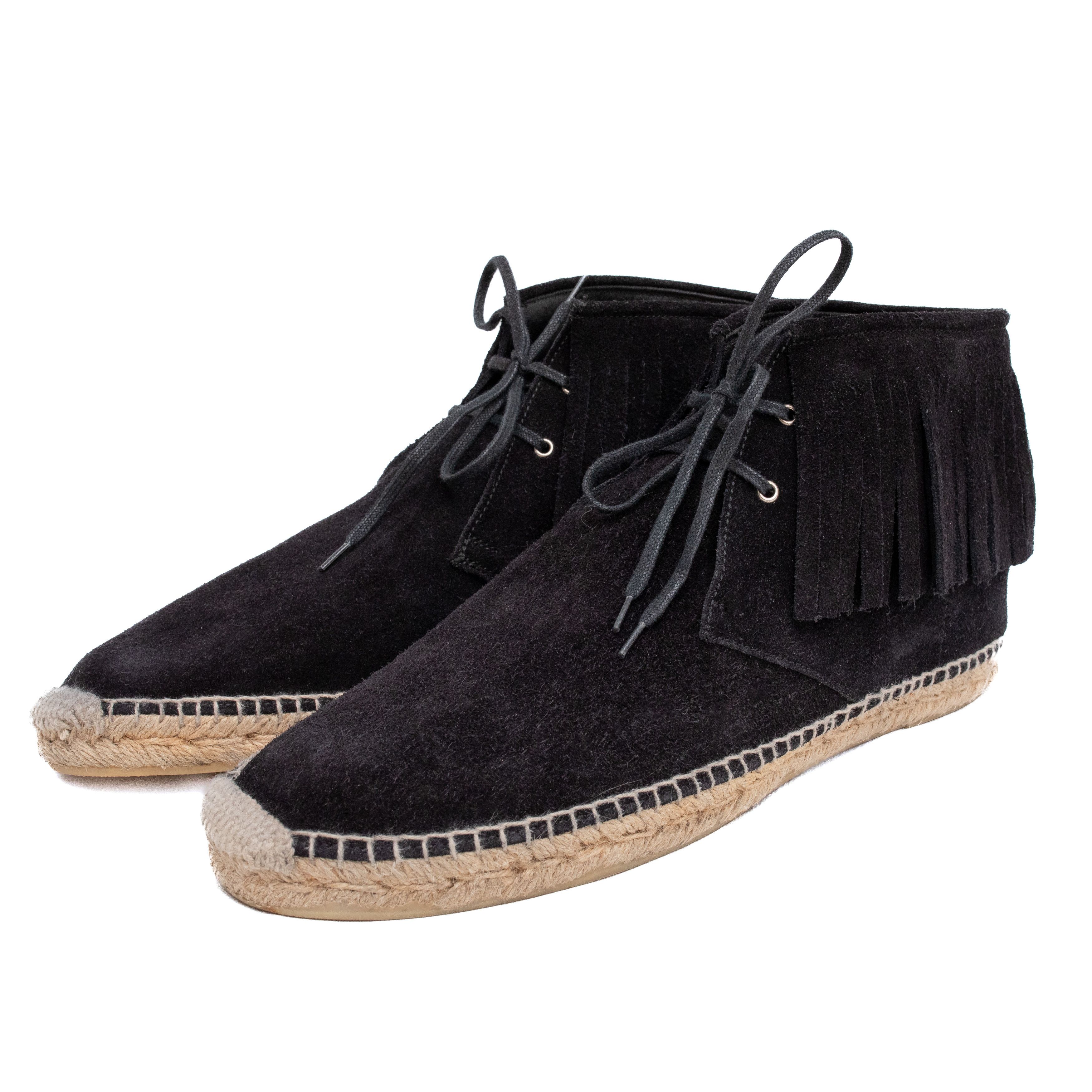 SAINT LAURENT Lace-Up Fringed Espadrilles