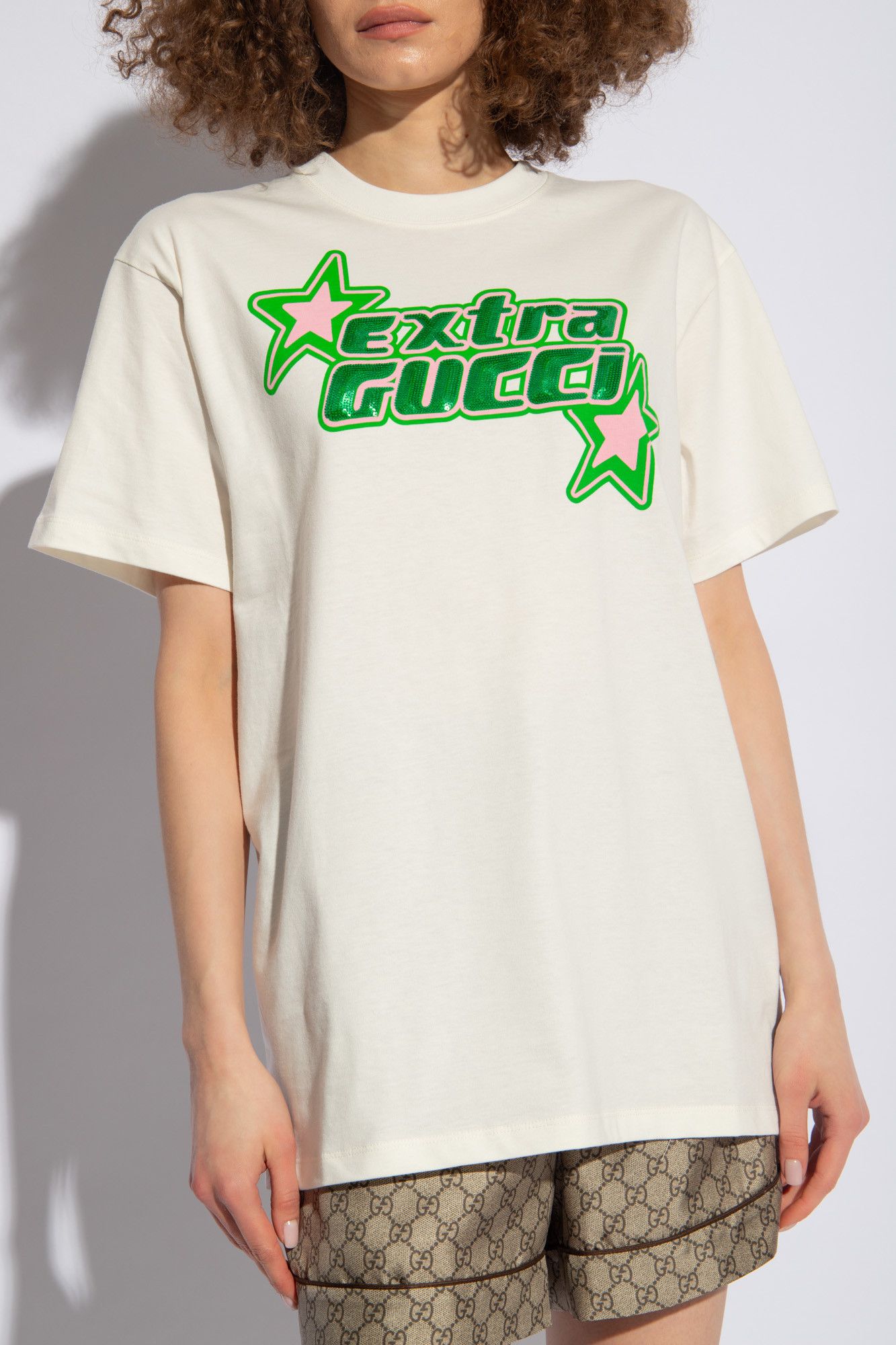 Gucci o1la5ras0526 Cotton Jersey T-Shirt in Ivory Size S / US 4 / IT 40 - 3 Thumbnail